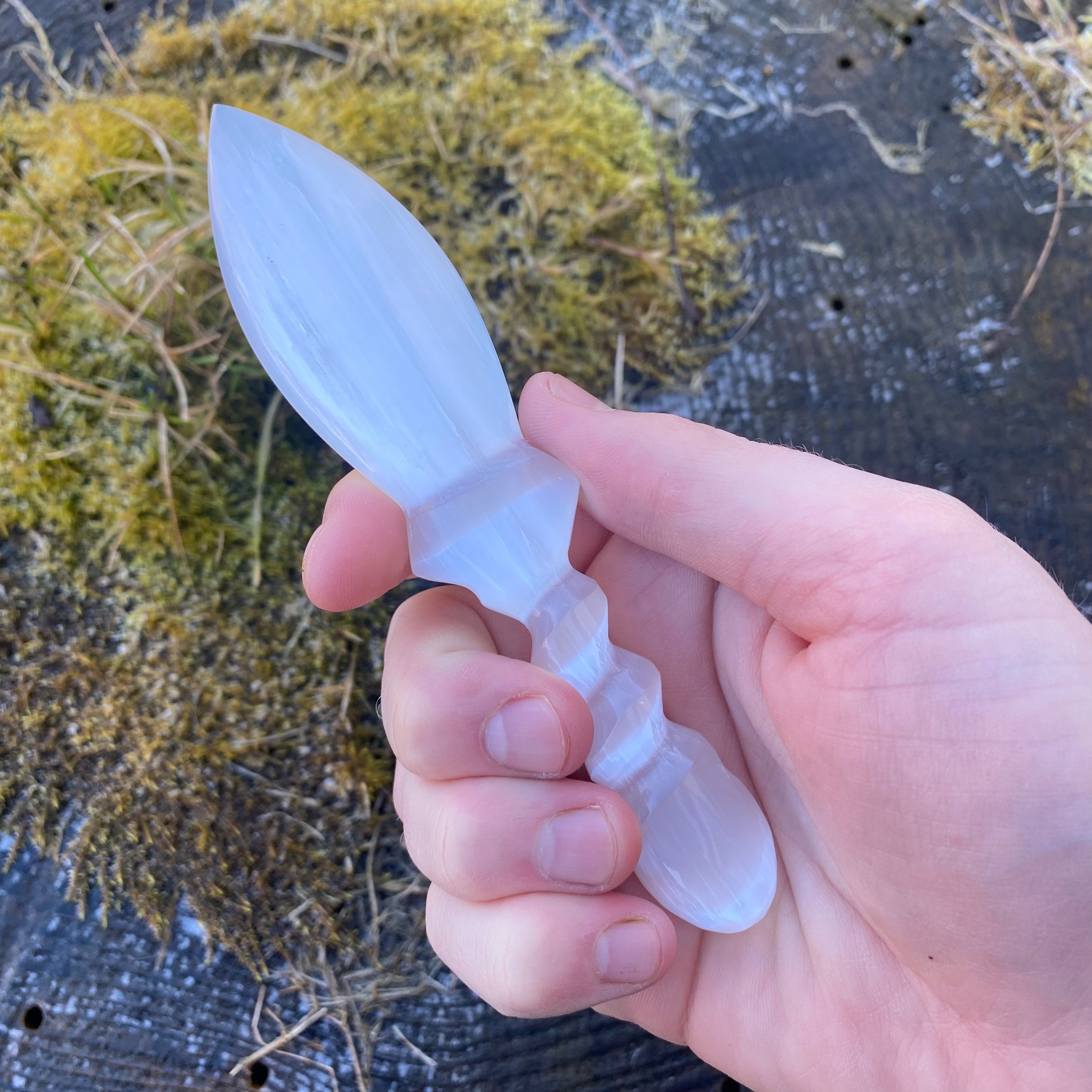 Selenite Moon Athame 0706 Gemstone Factory