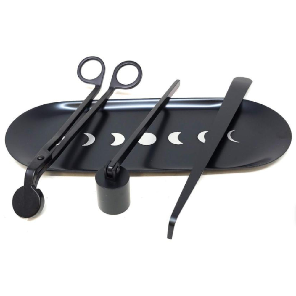 Moon-Inspired Candle Care Set: Tray, Snuffer, Wick Trimmer & Dipper