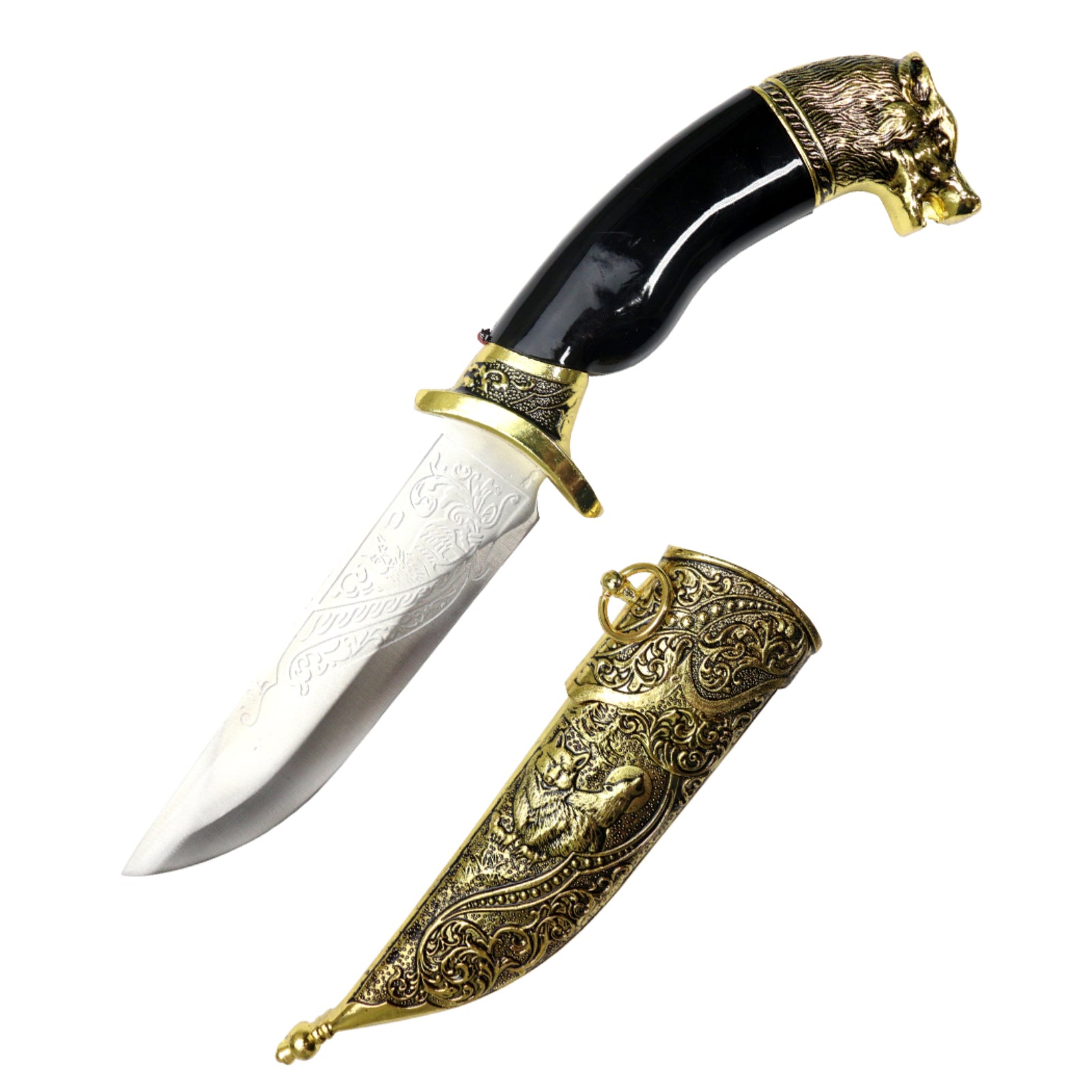 Wolf Athame accented with Gold Tones