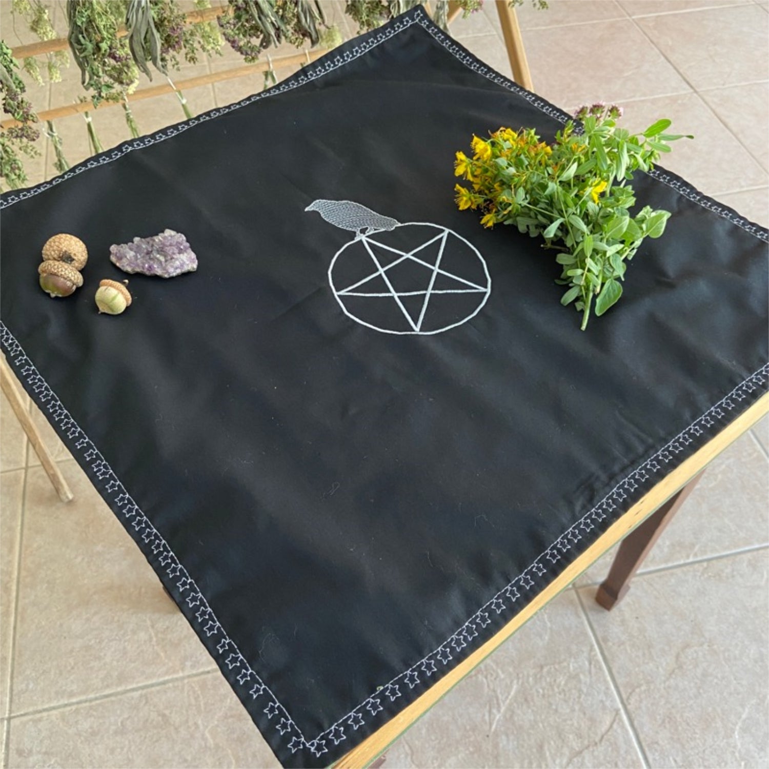 Raven on Pentacle Ritual Altar Cloth 1419 Nokomis