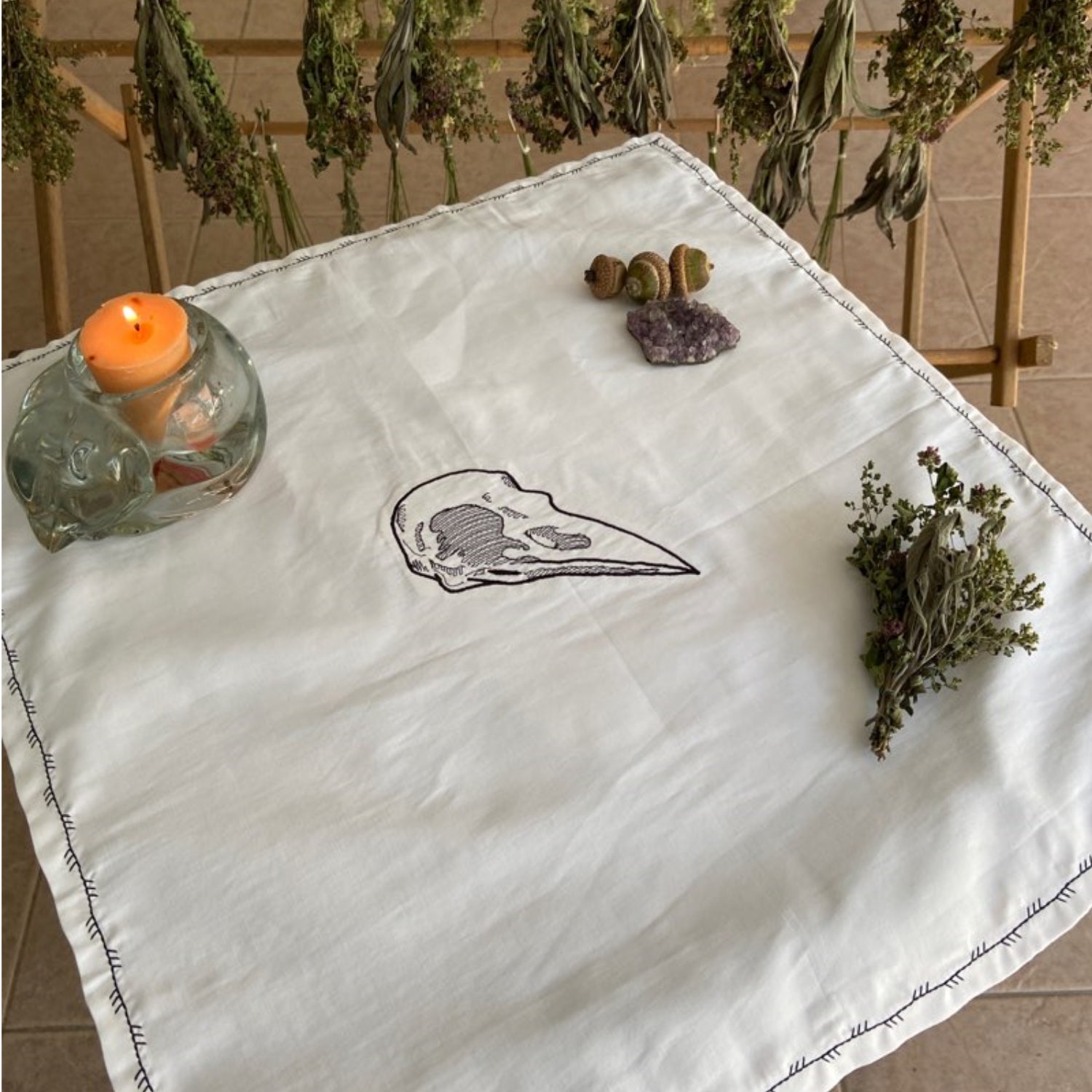 Raven Skull Ritual Altar Cloth 1419 Nokomis