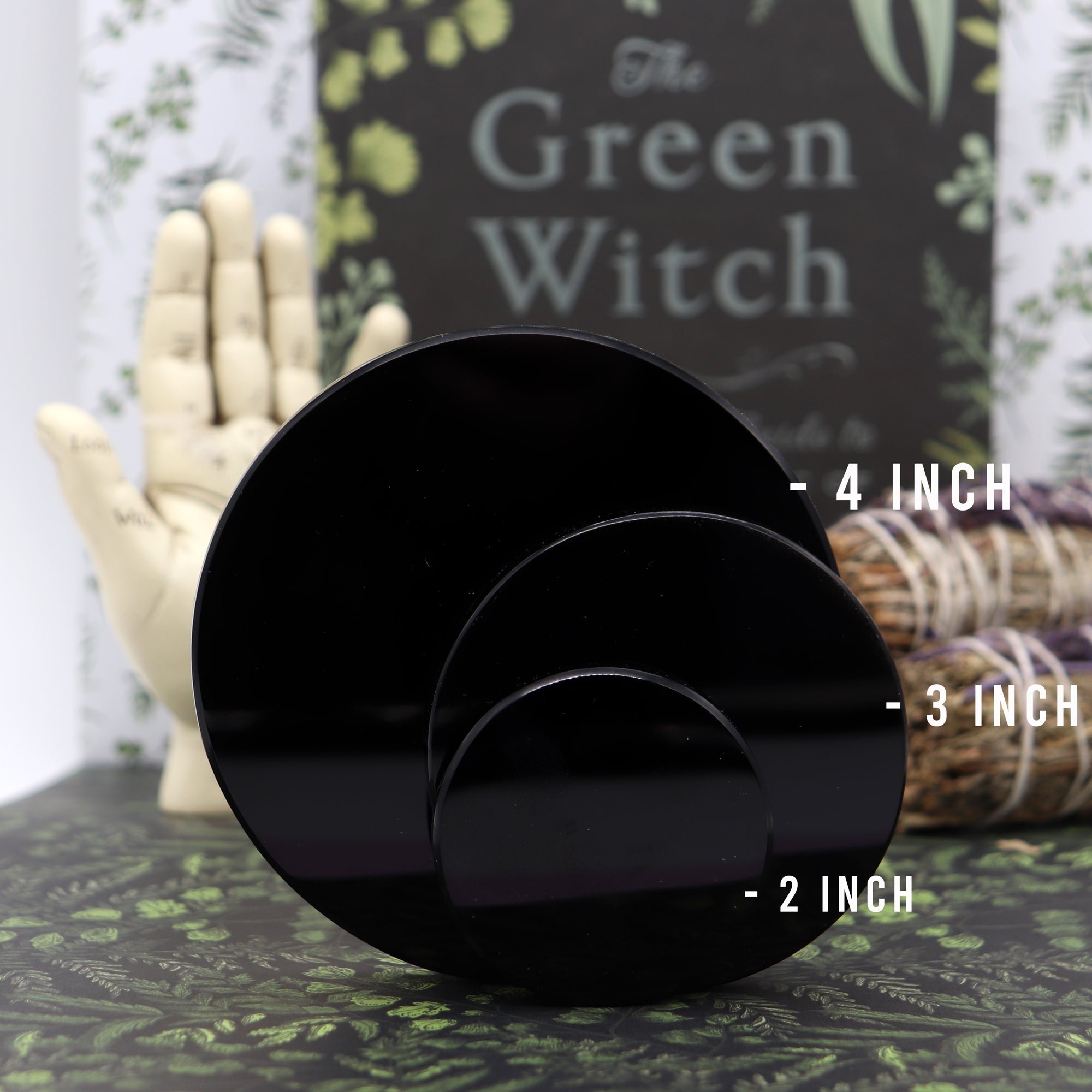 3 inch Black Obsidian Scrying Mirror - 13 Moons