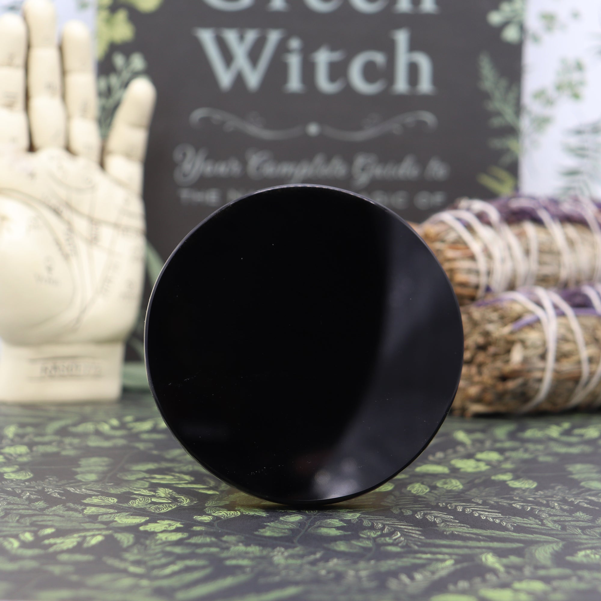 3 inch Black Obsidian Scrying Mirror - 13 Moons