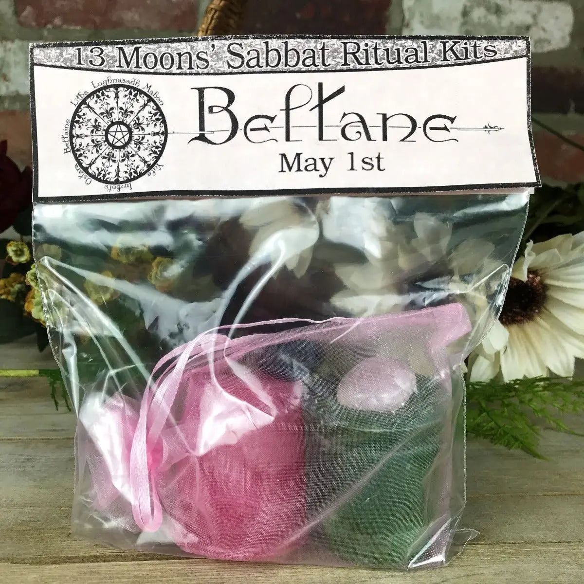 Beltane Candle and Stone Set - 13 Moons