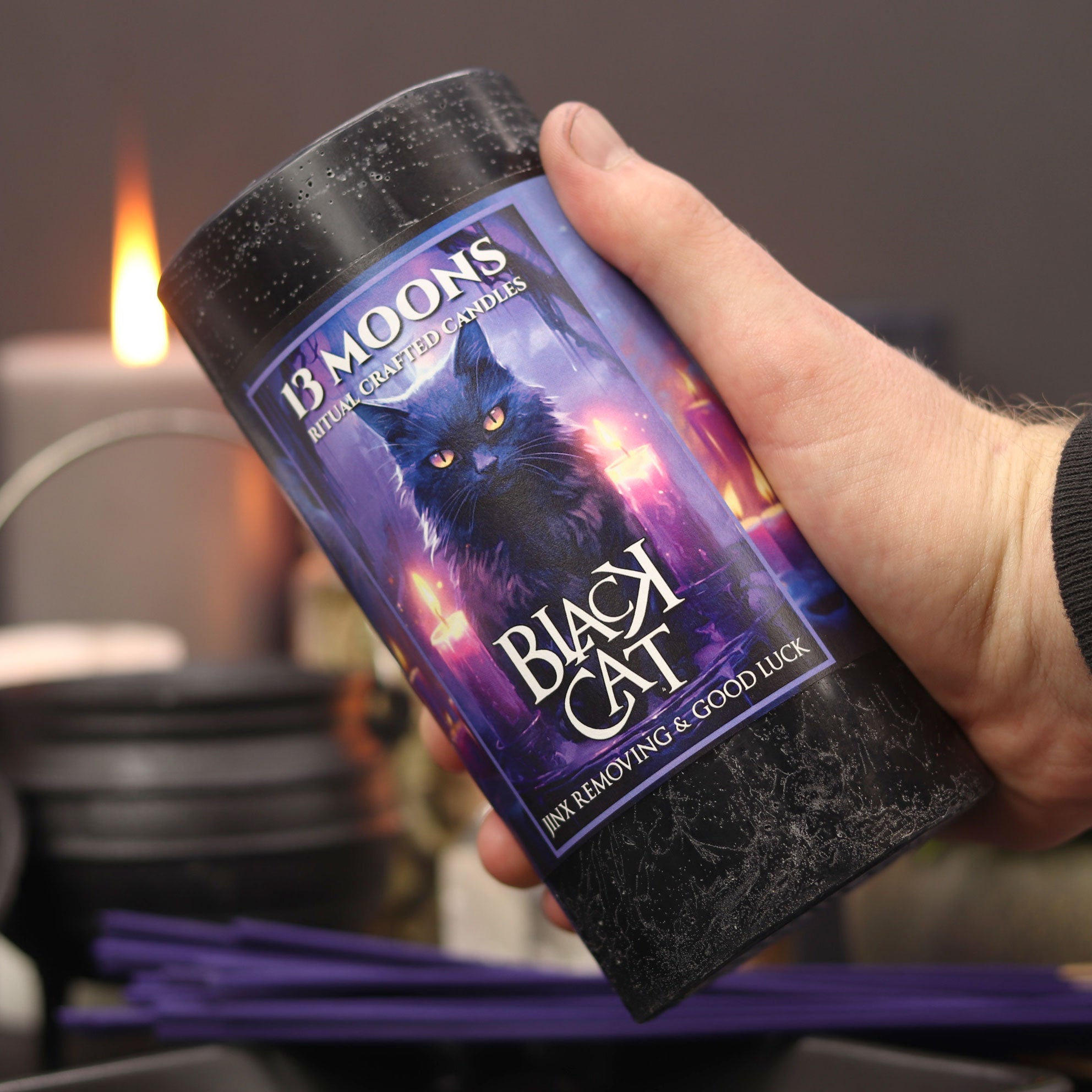 Black Cat Ritual Candle Large Pillar - 13 Moons