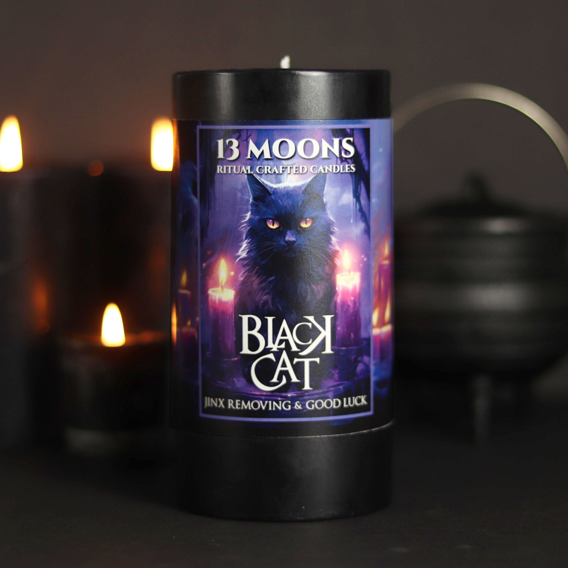 Black Cat Ritual Candle Large Pillar - 13 Moons