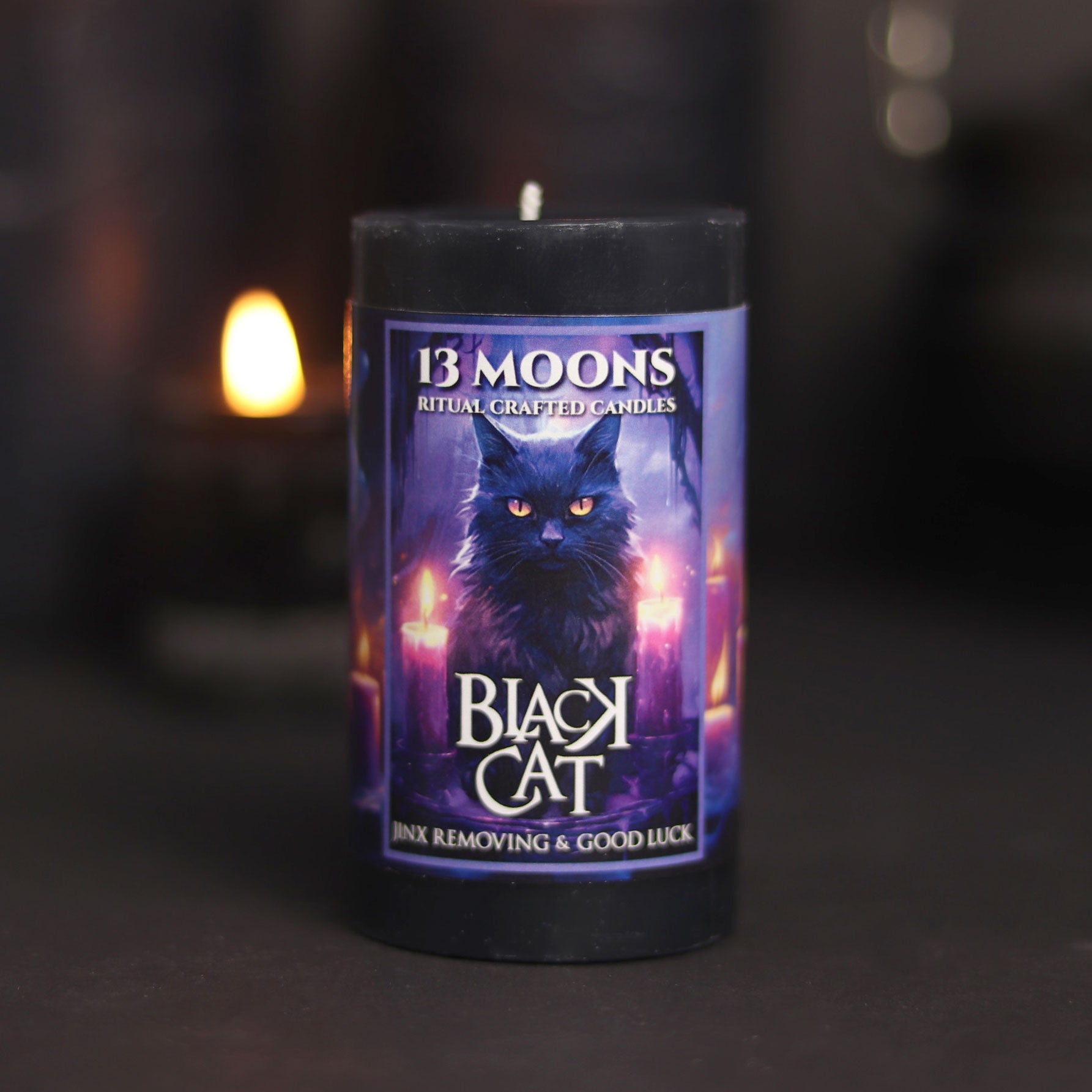 Black Cat Ritual Candle Small Pillar - 13 Moons