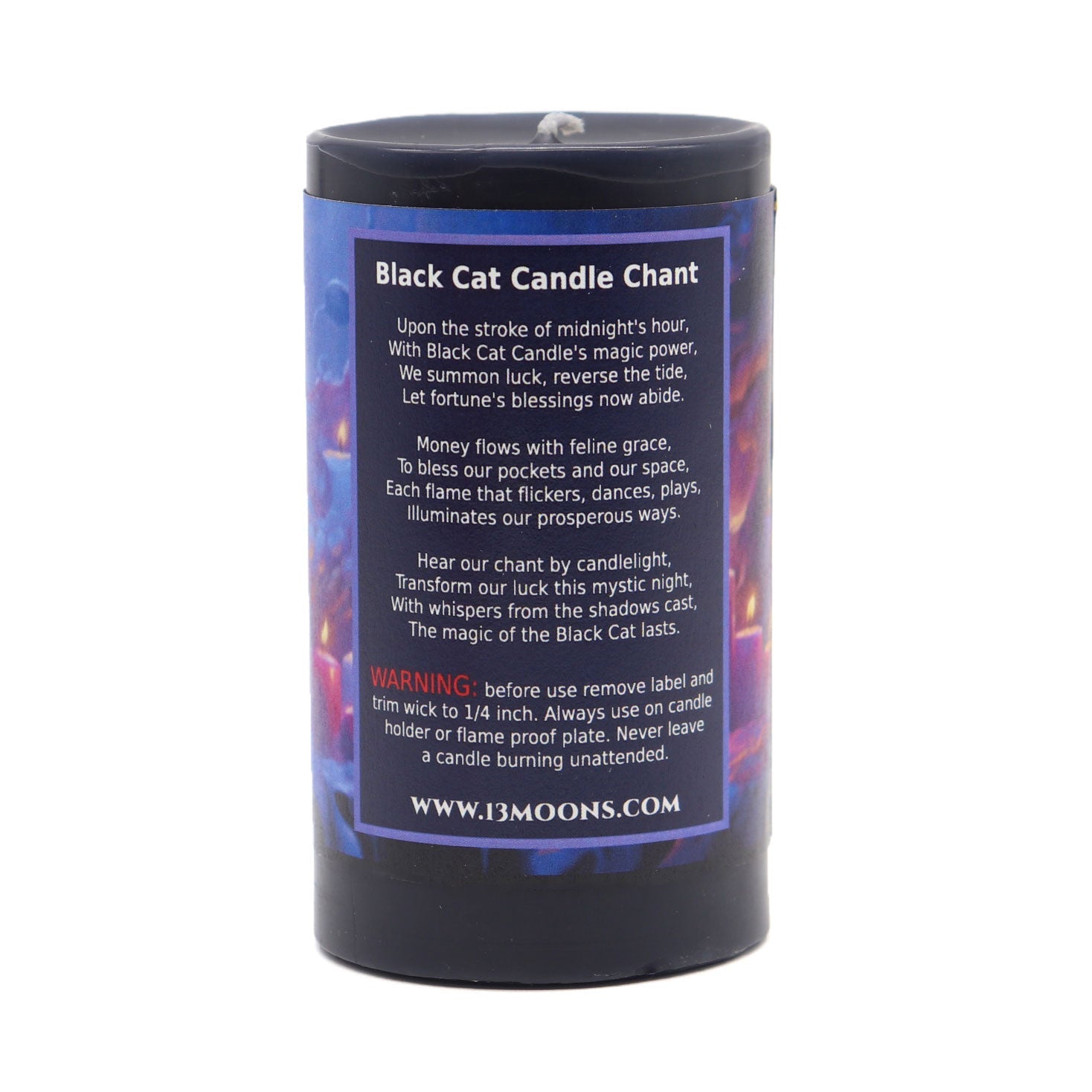 Black Cat Ritual Candle Small Pillar - 13 Moons