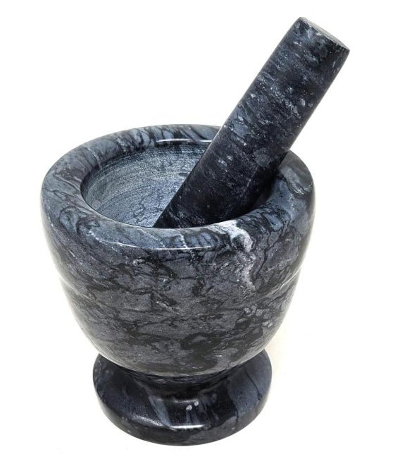 Black Marble Mortar Pestle - 13 Moons