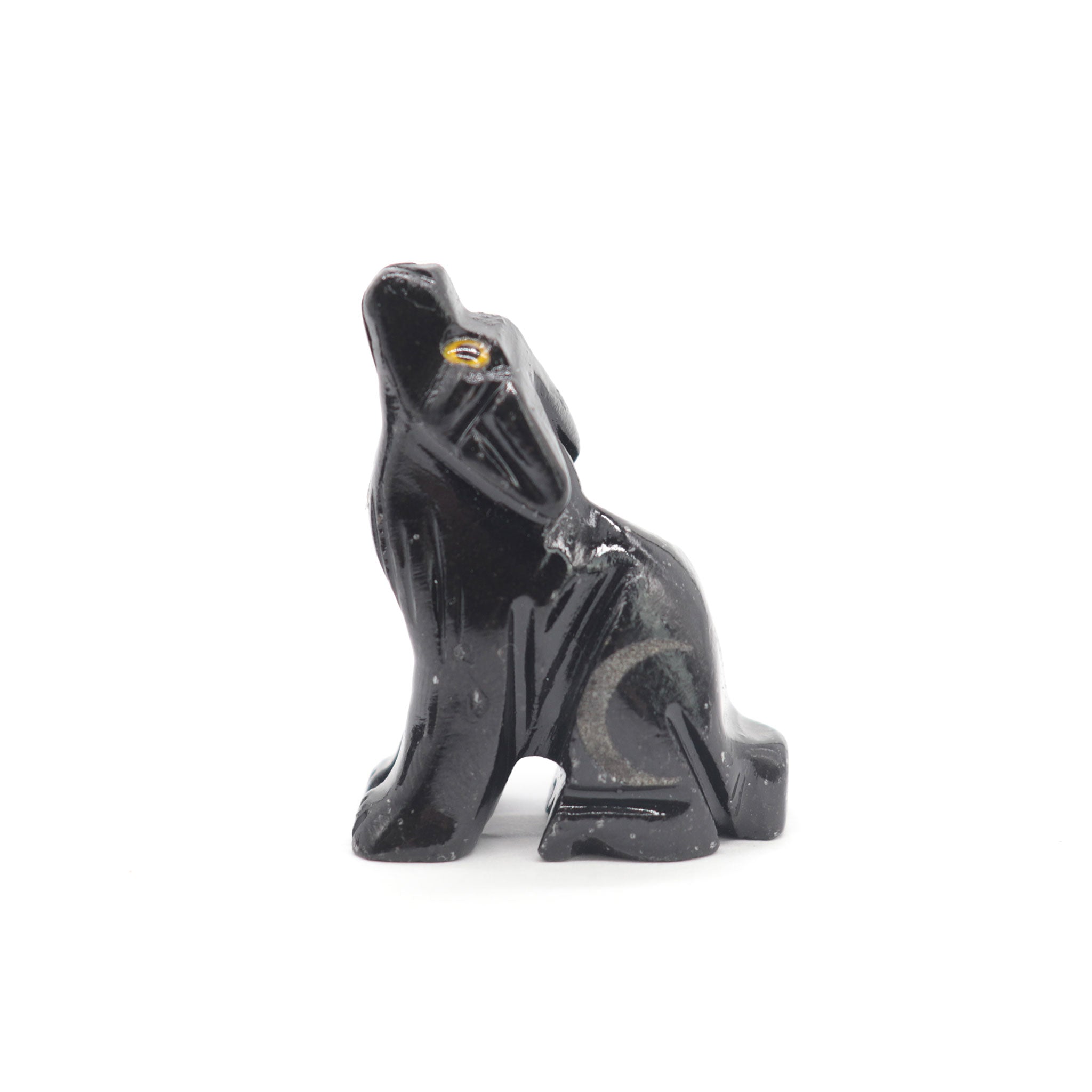 Black Onyx Crescent Moon Wolf - 13 Moons