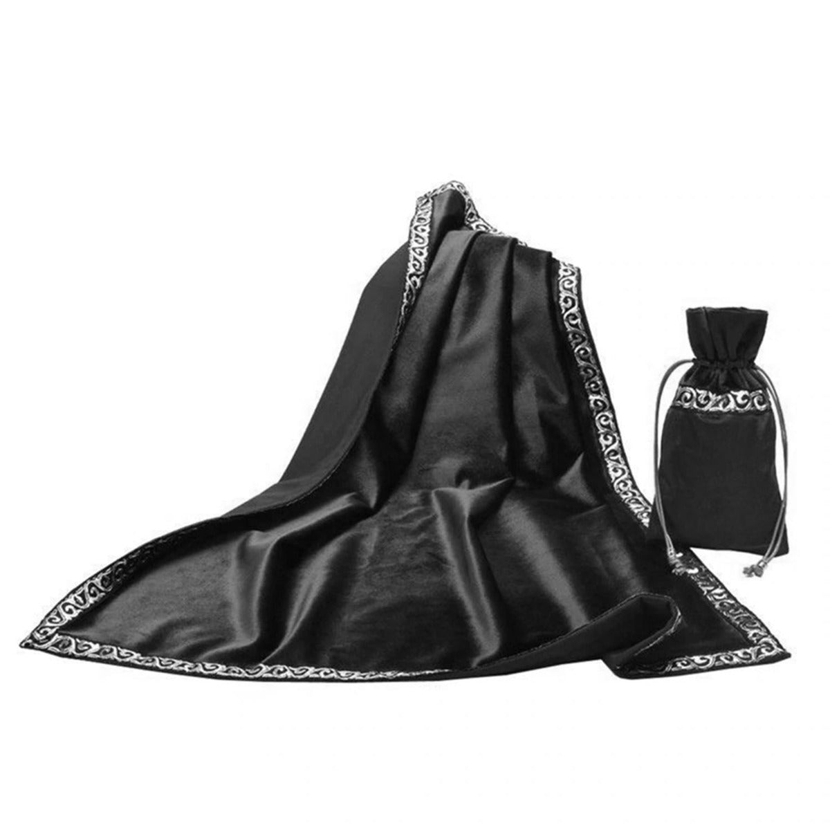 Black Tarot Bag & Cloth Set - 13 Moons