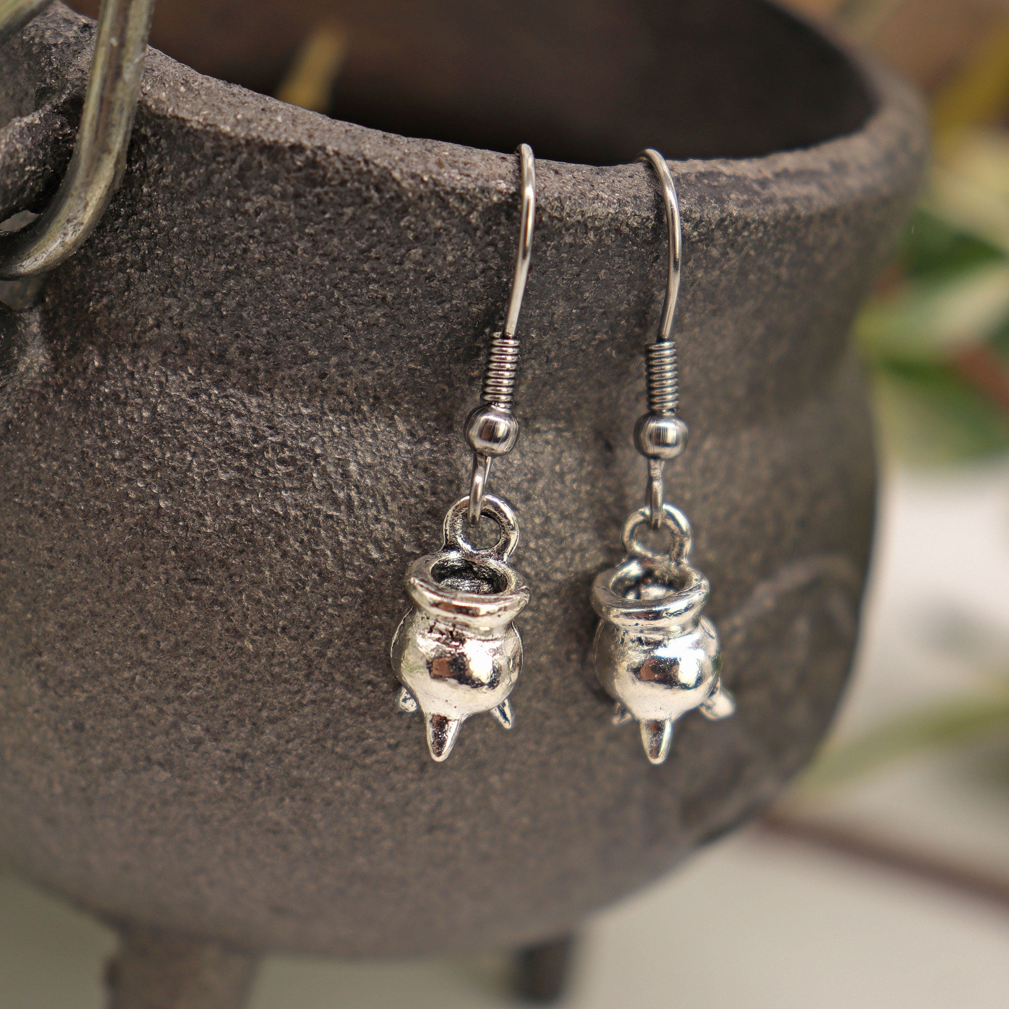 Cauldron Charm Earrings - 13 Moons