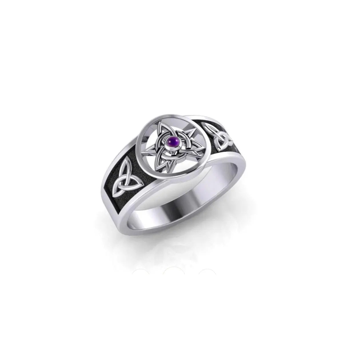 Celtic Pentacle Ring with Amethyst - 13 Moons