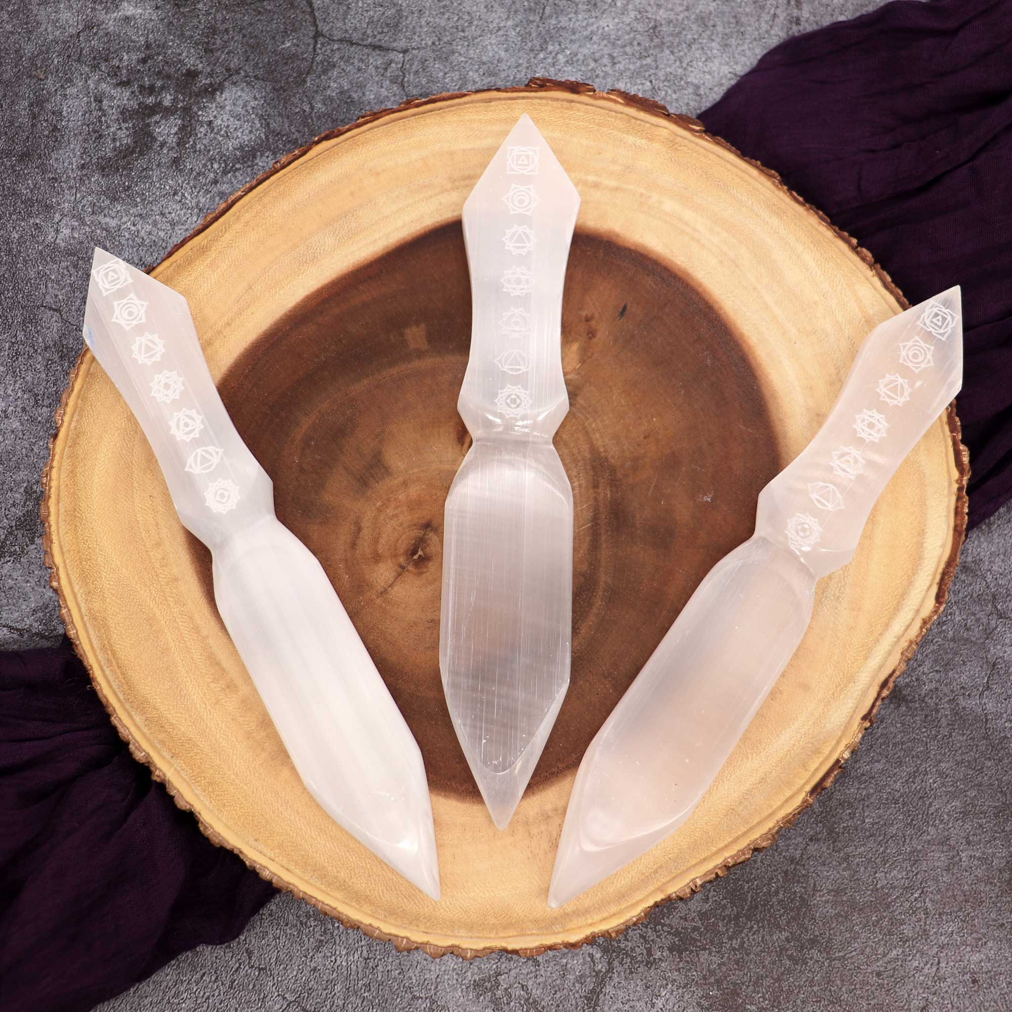 Chakra Selenite Athame - 13 Moons