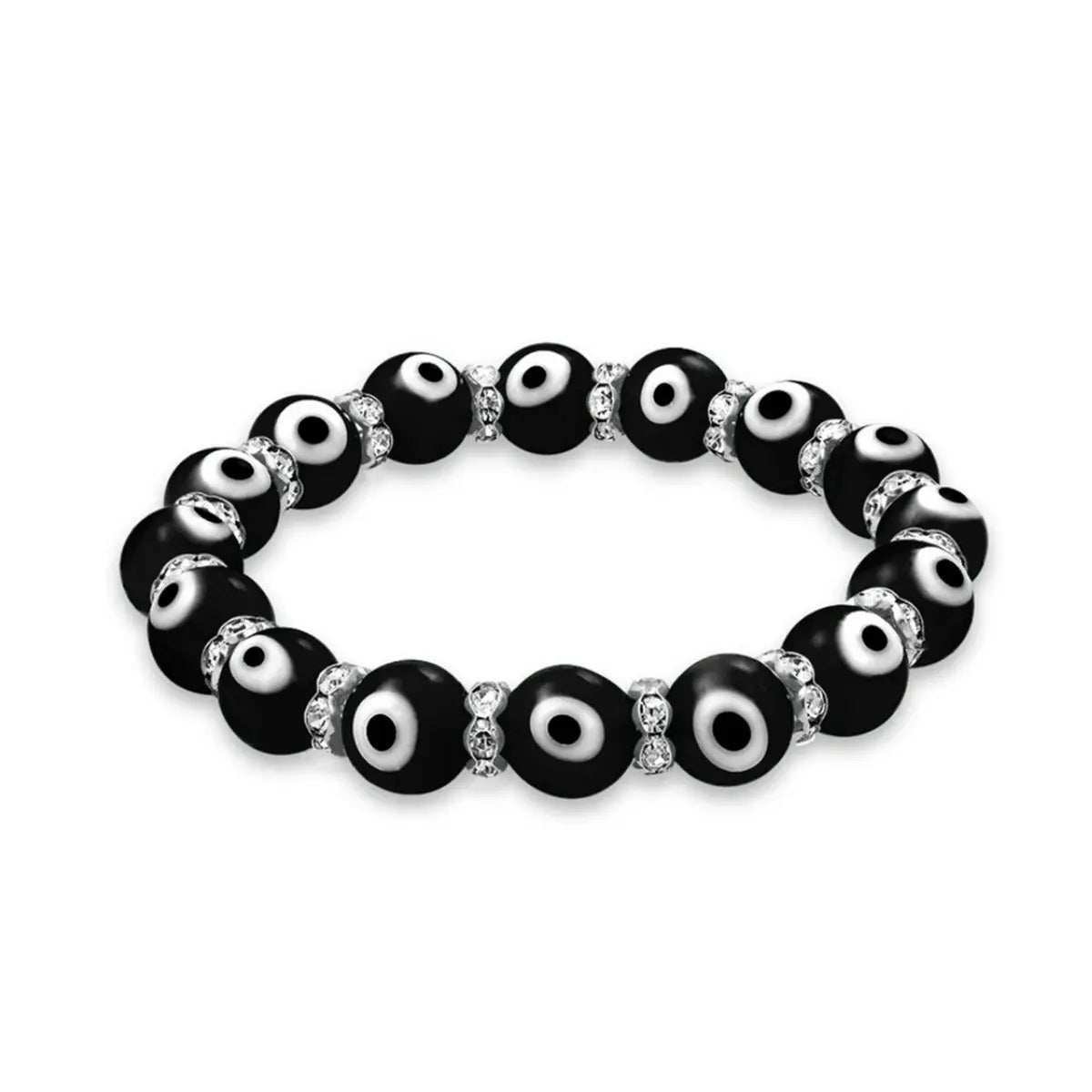 Evil Eye Glass Bracelet Black 10mm - 13 Moons