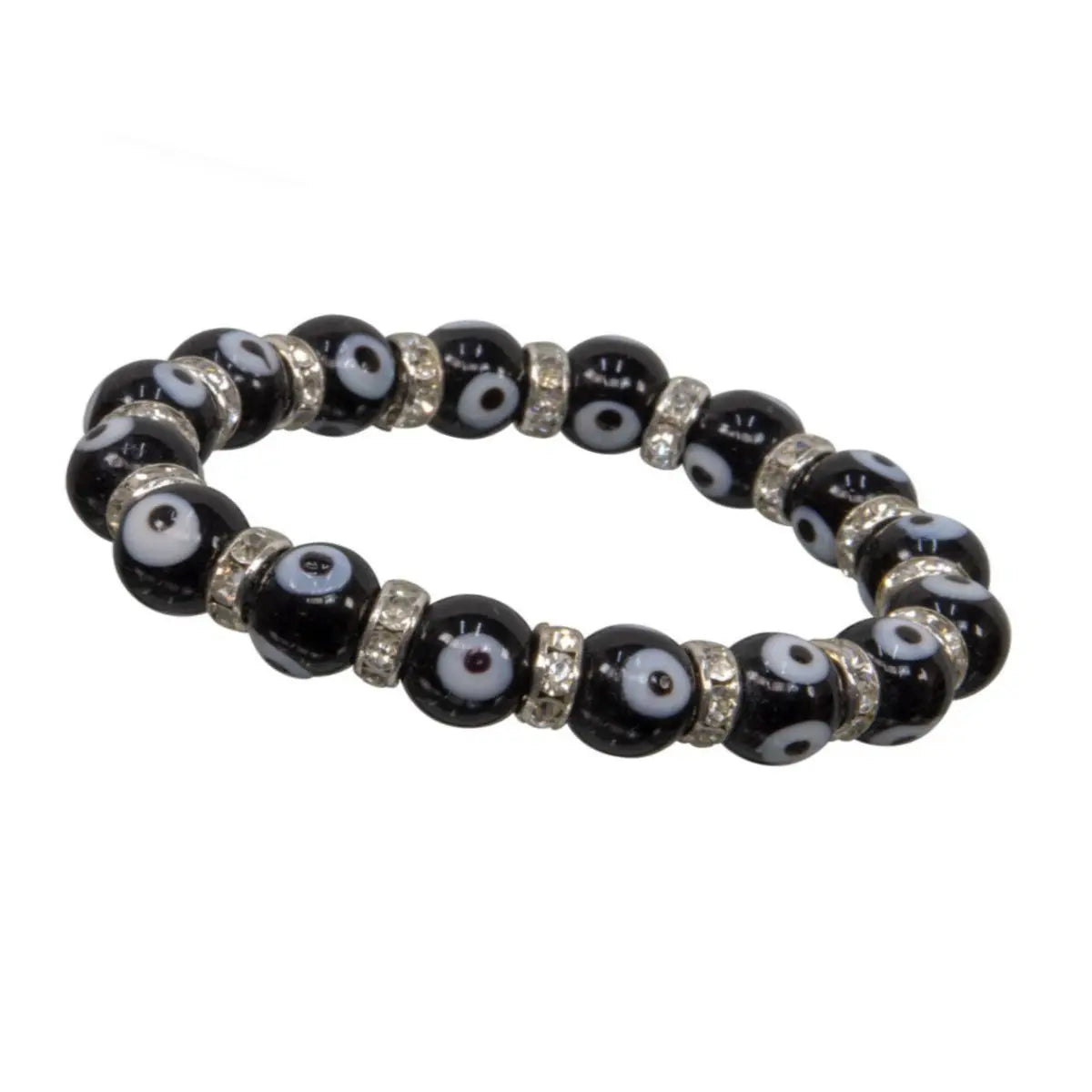 Evil Eye Glass Bracelet Black - 13 Moons