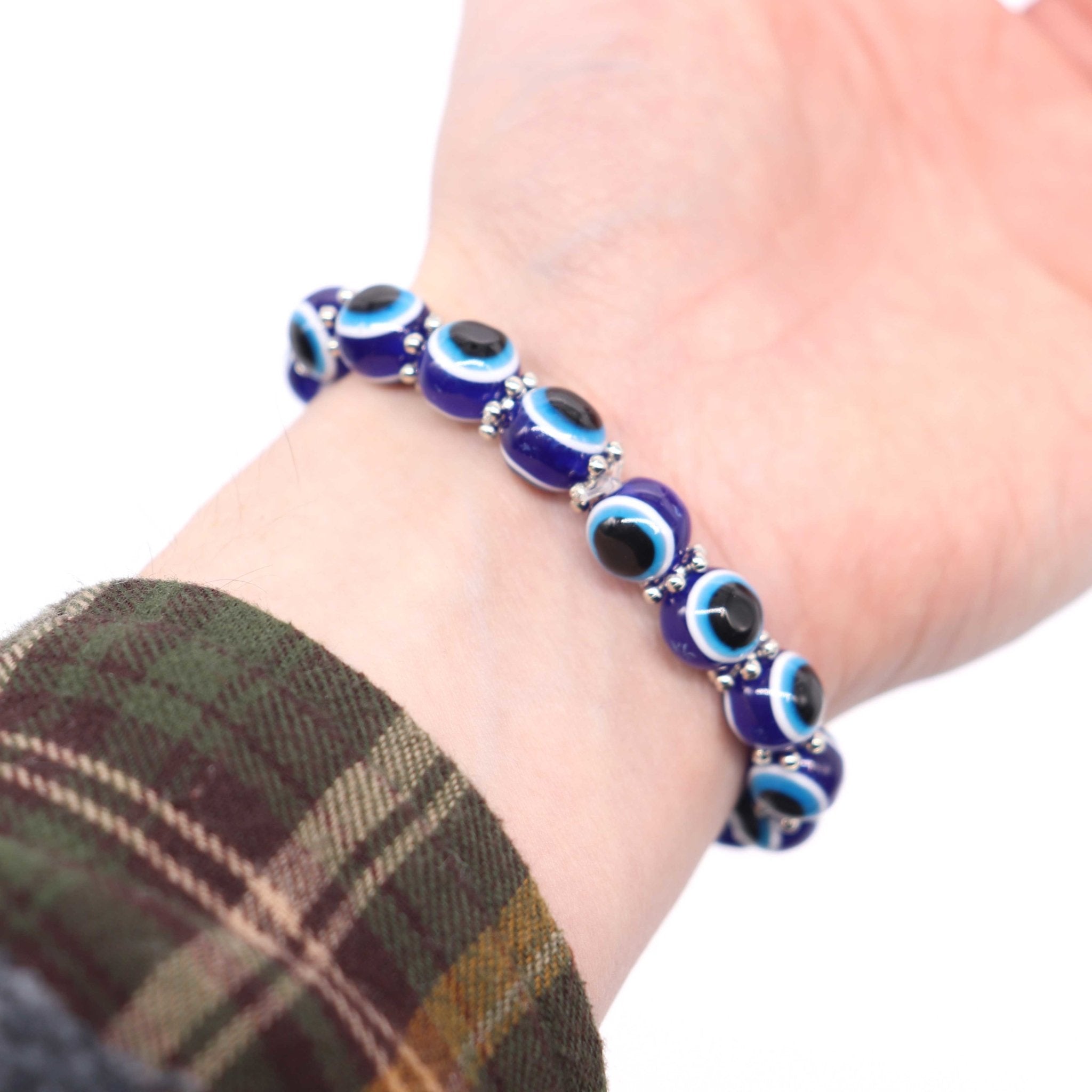 Evil Eye Glass Bracelet Blue - 13 Moons