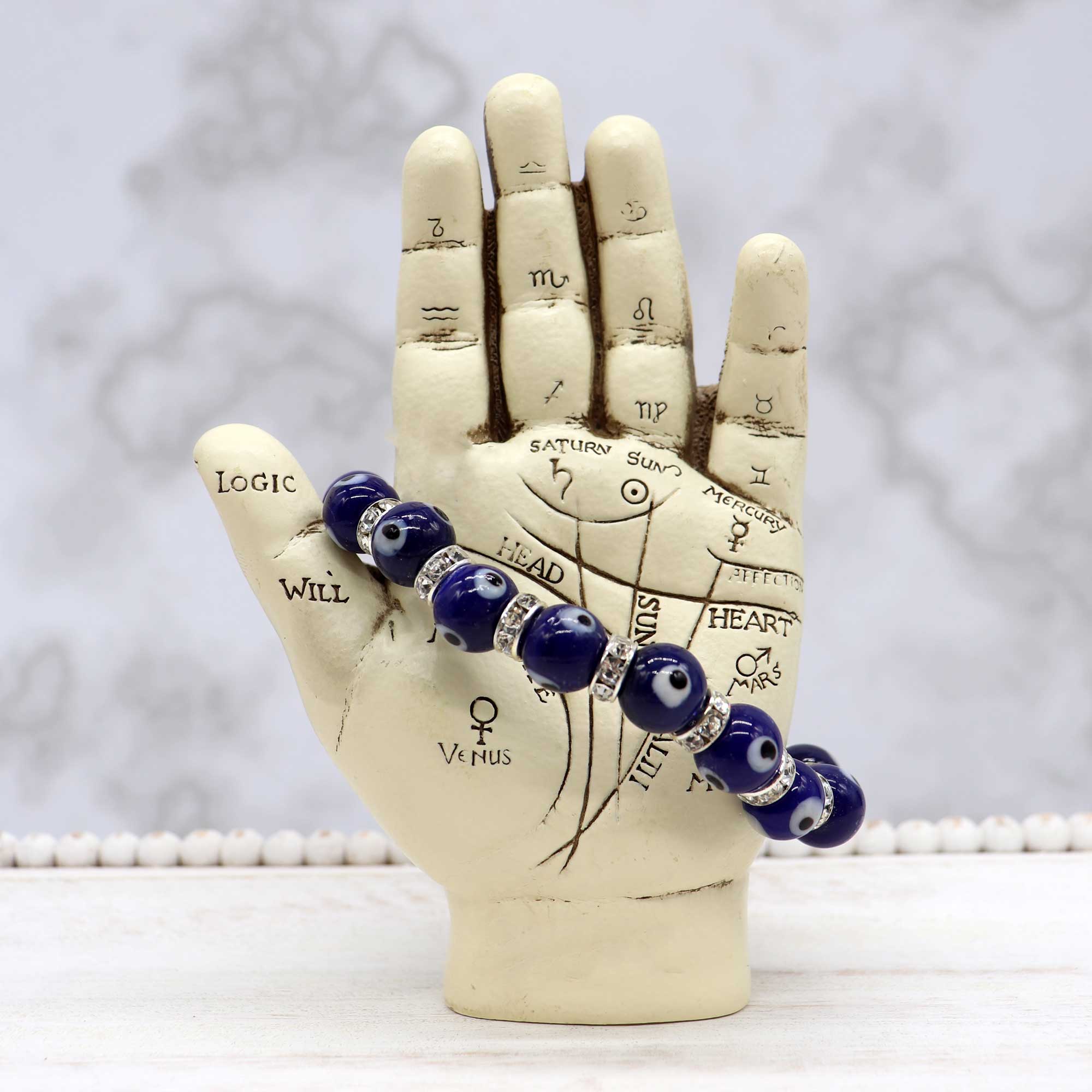 Evil Eye Glass Bracelet Blue - 13 Moons