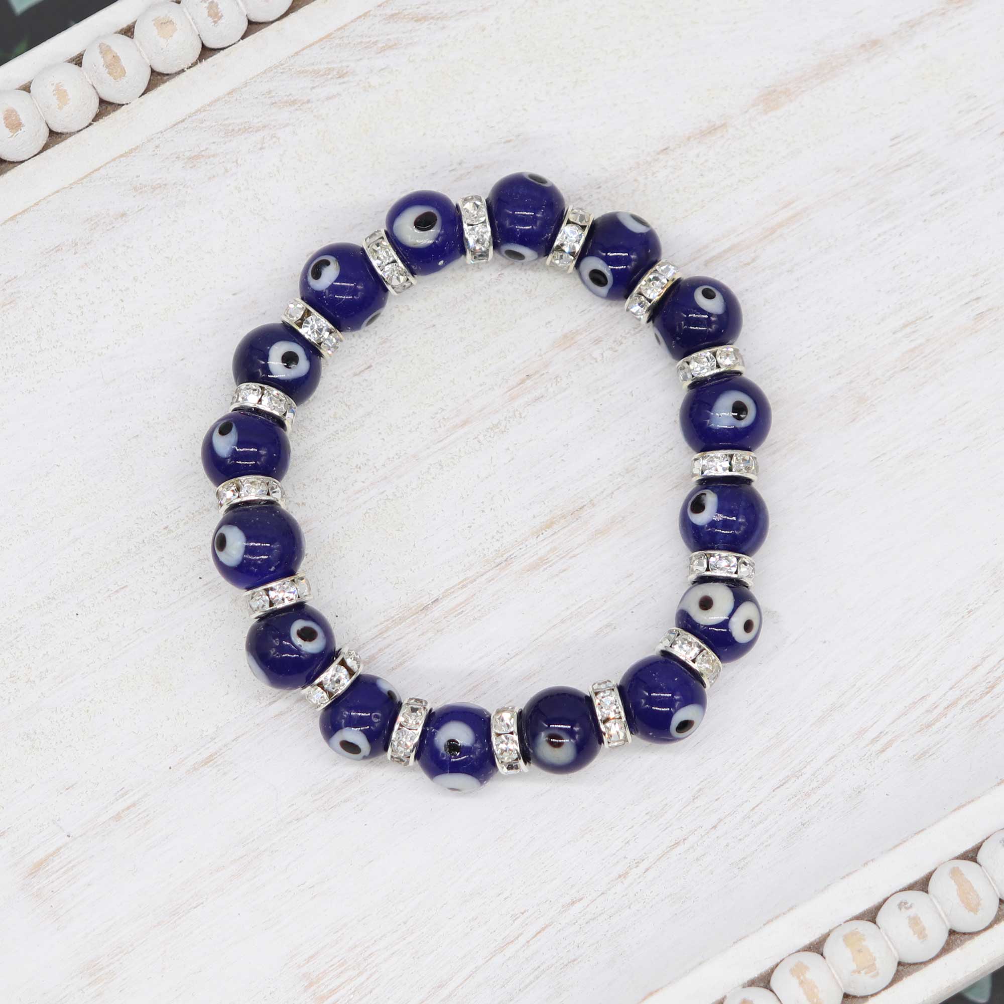 Evil Eye Glass Bracelet Blue - 13 Moons