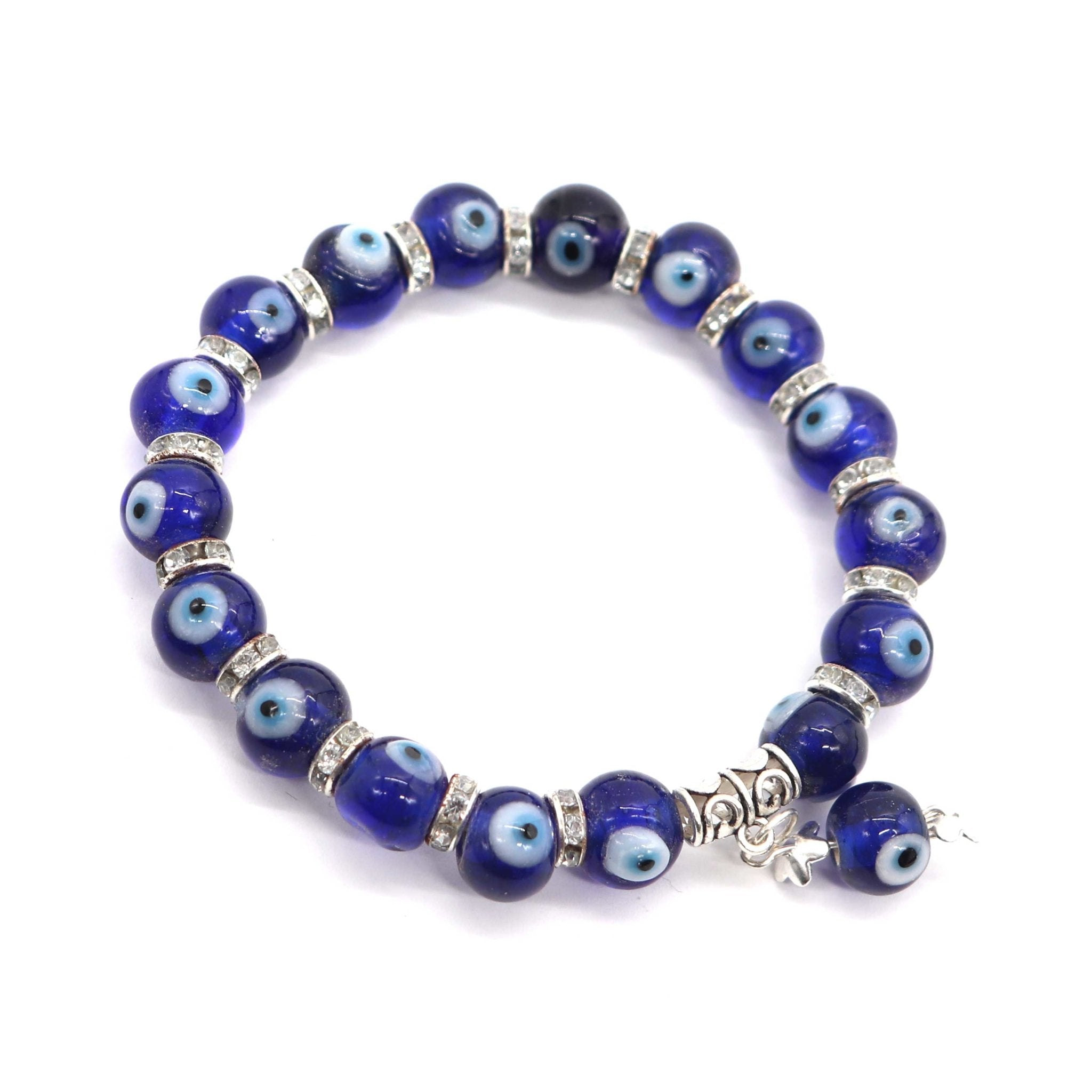 Evil Eye Glass Bracelet Blue with Velvet Bag - 13 Moons