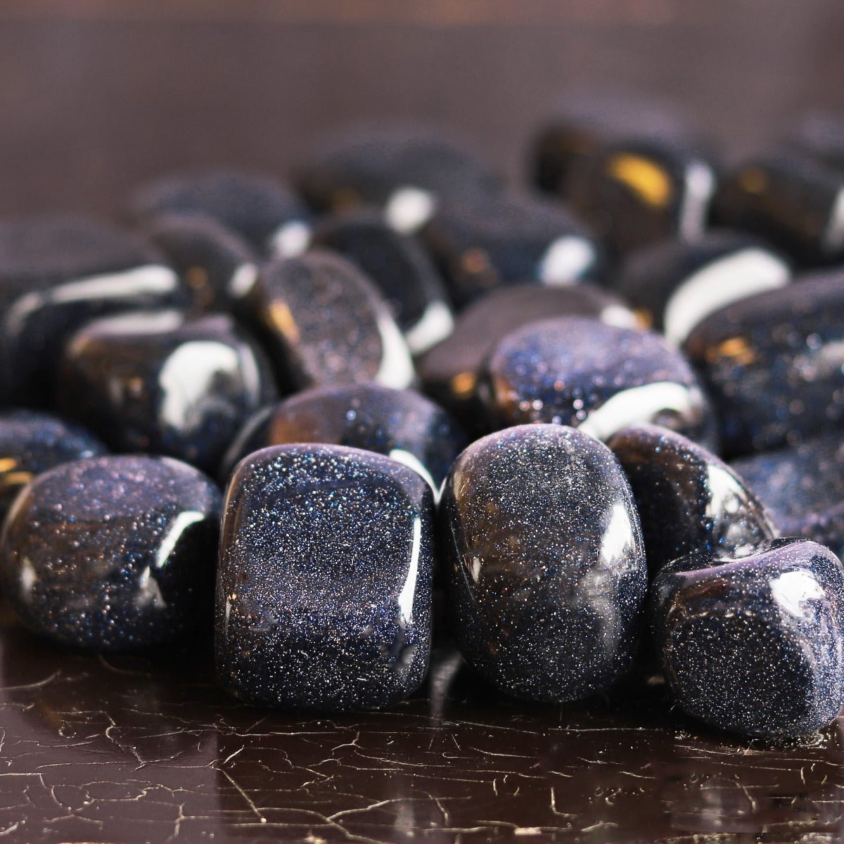 Goldstone, Blue Tumbled Stone - 13 Moons