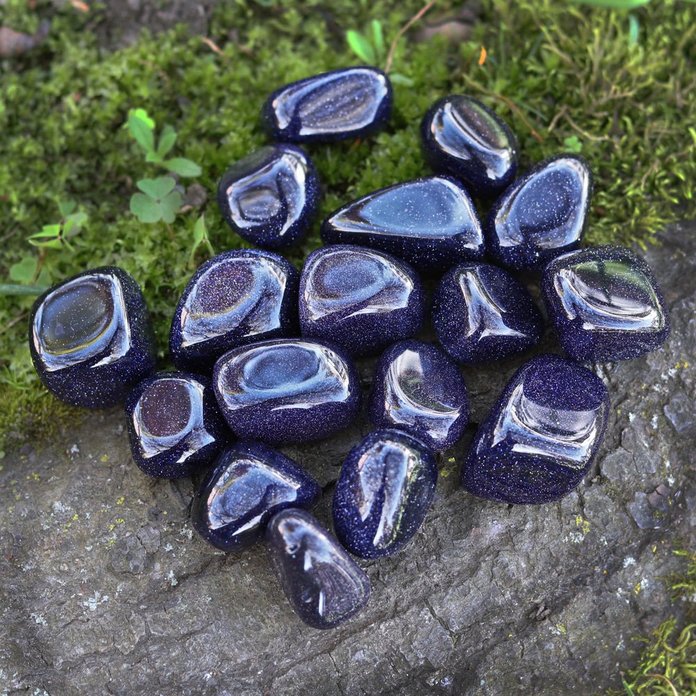 Goldstone, Blue Tumbled Stone - 13 Moons