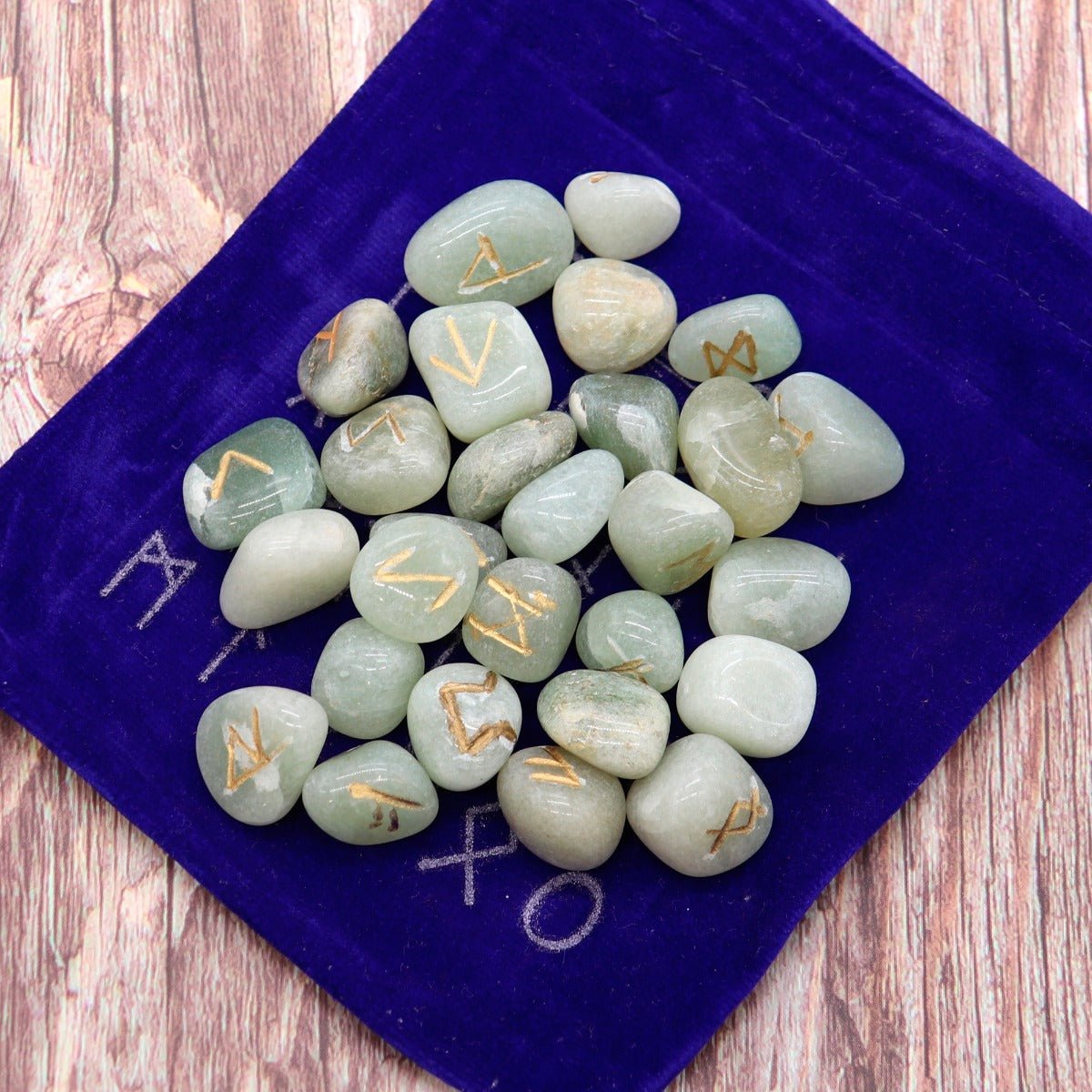 Green Aventurine Tumbled Runes - 13 Moons