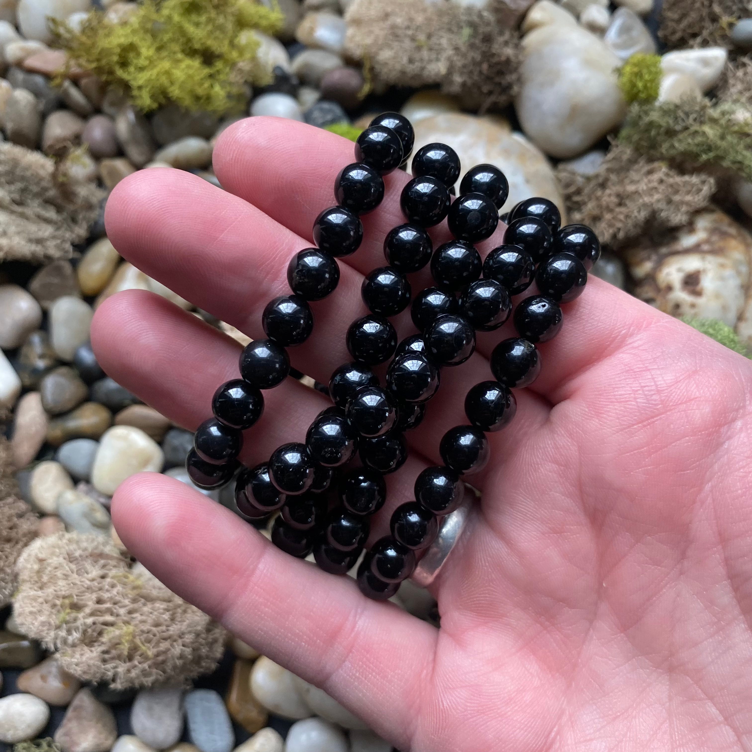 Black Tourmaline 8mm Bead Bracelet 1442 OceanLinkways