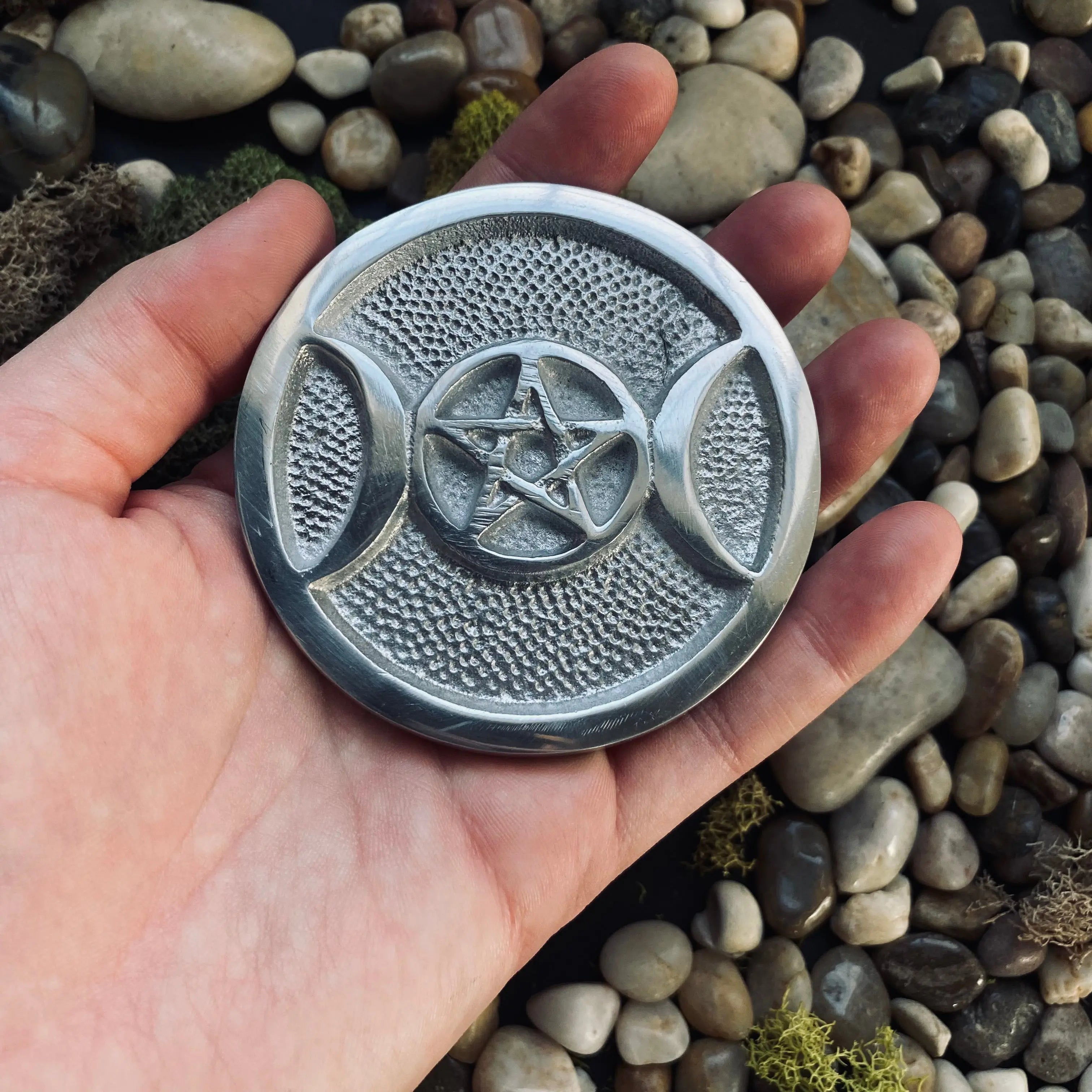 Triple Moon Pentacle Altar Tile, 3 inch 2209 VD Importers