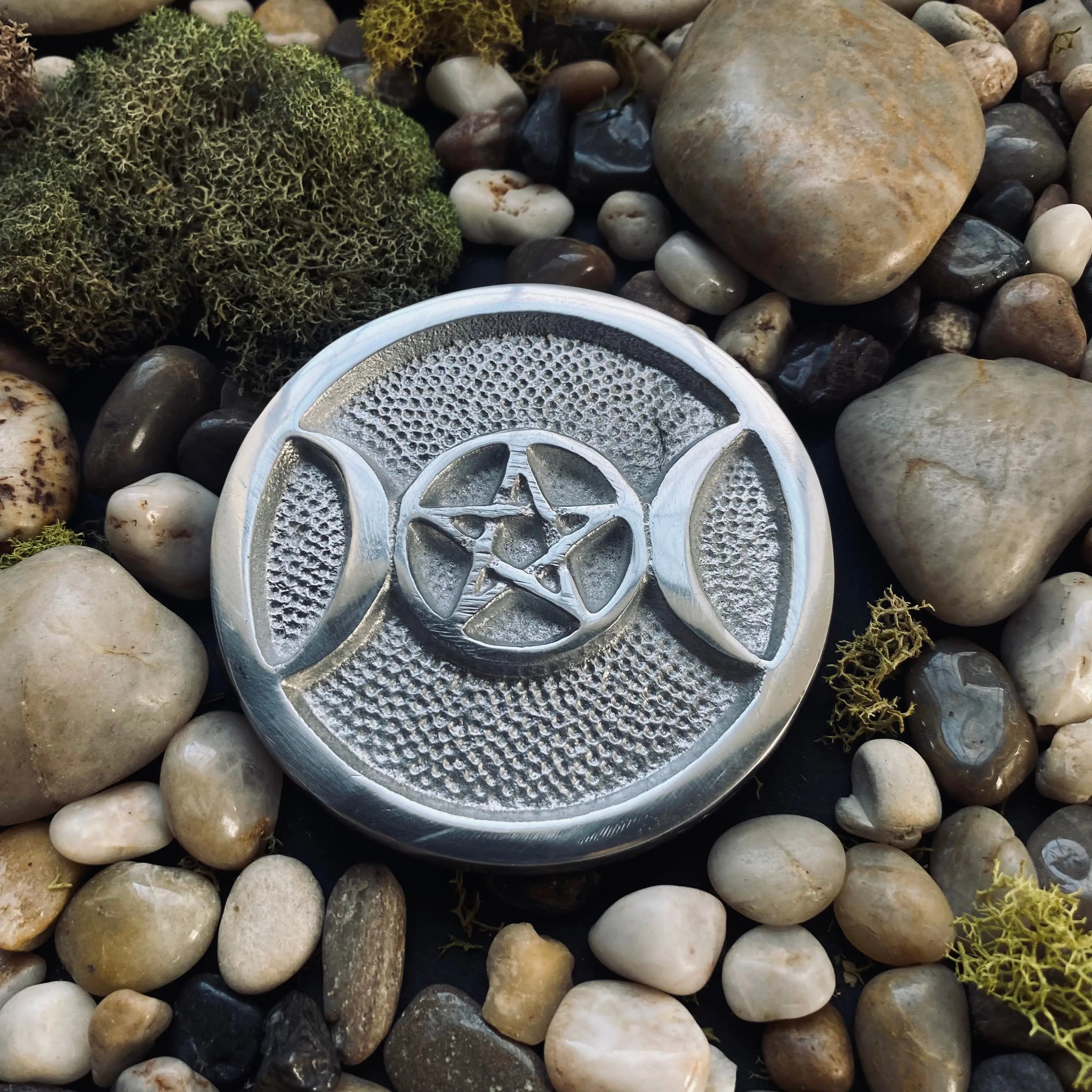 Triple Moon Pentacle Altar Tile, 3 inch 2209 VD Importers