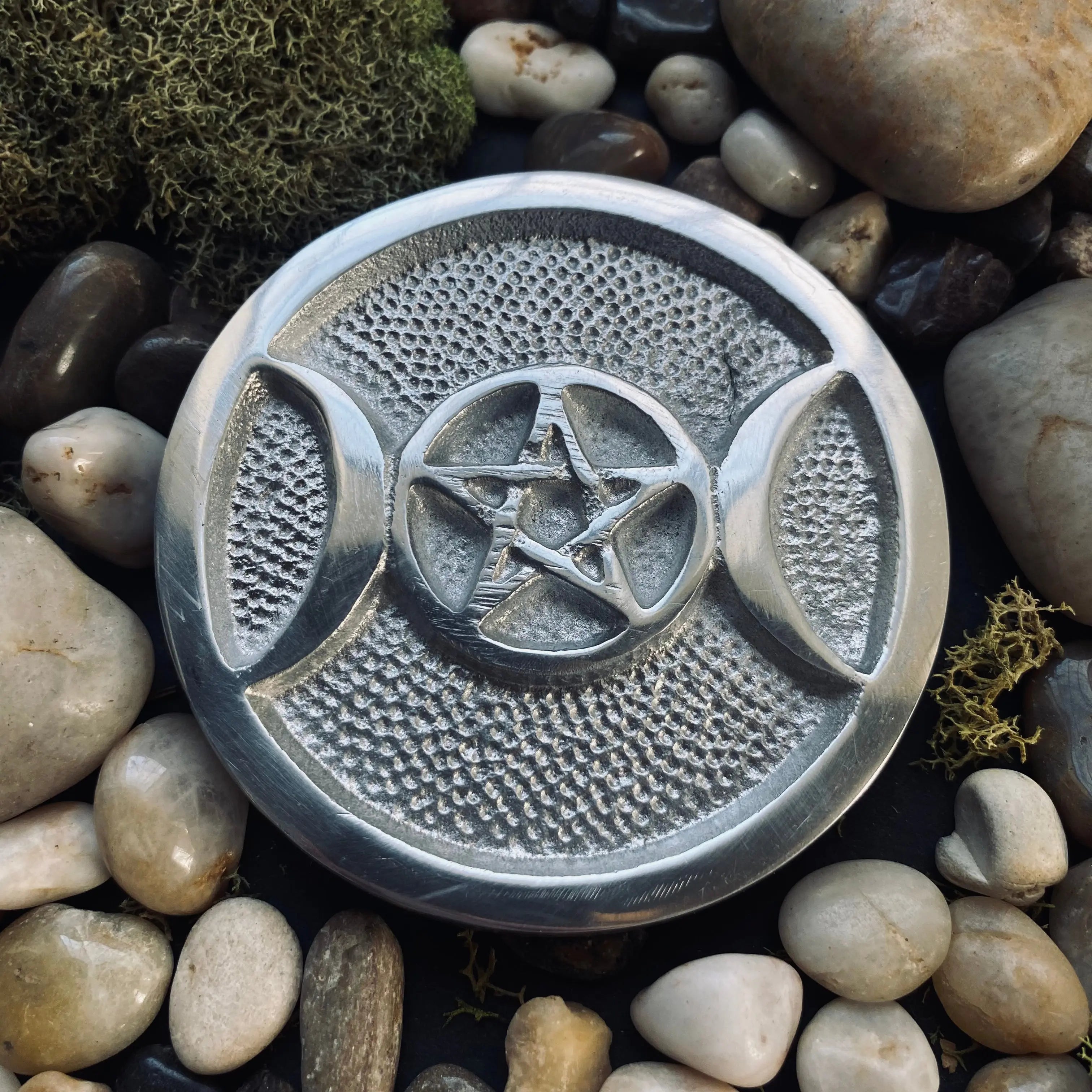 Triple Moon Pentacle Altar Tile, 3 inch 2209 VD Importers