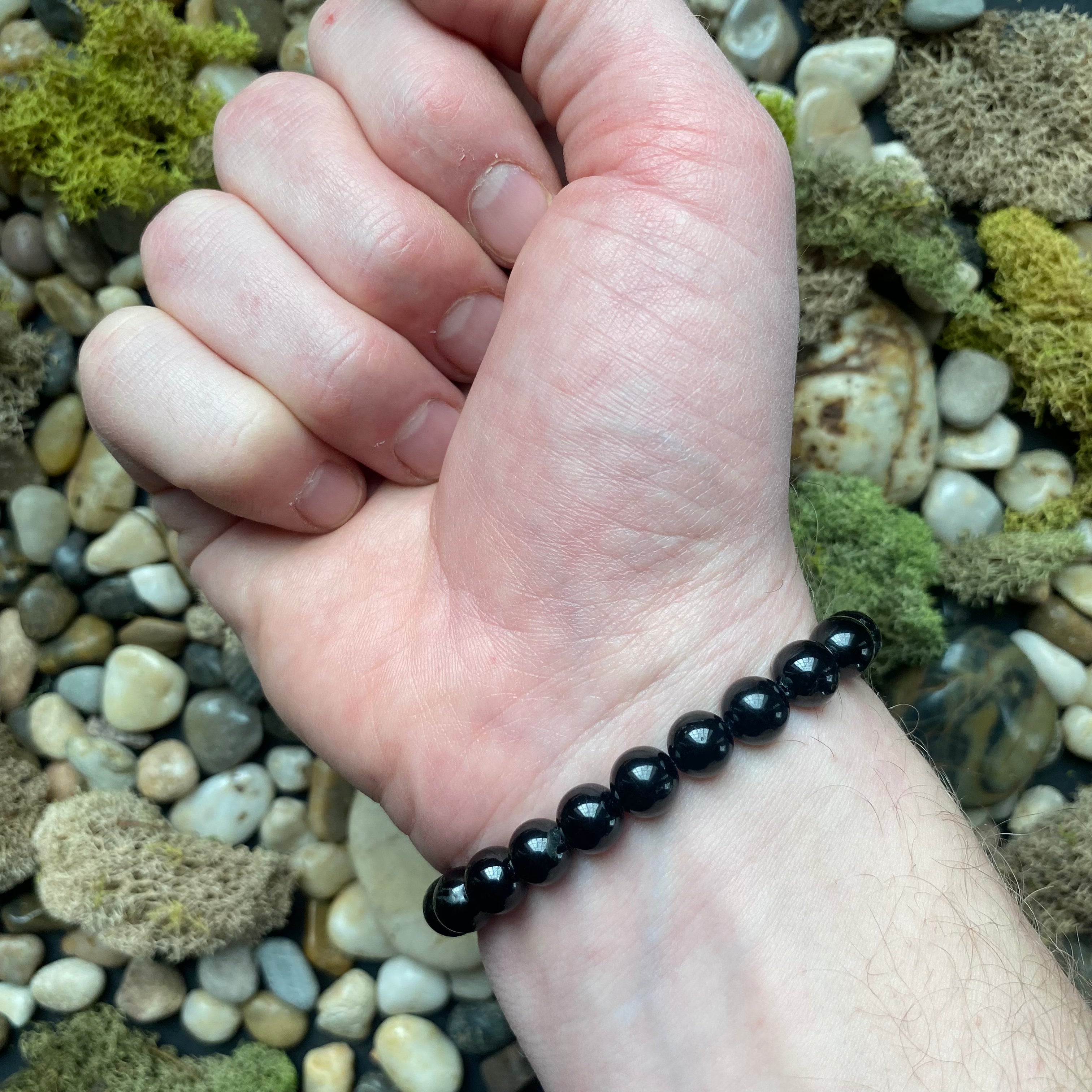 Black Tourmaline 8mm Bead Bracelet 1442 OceanLinkways