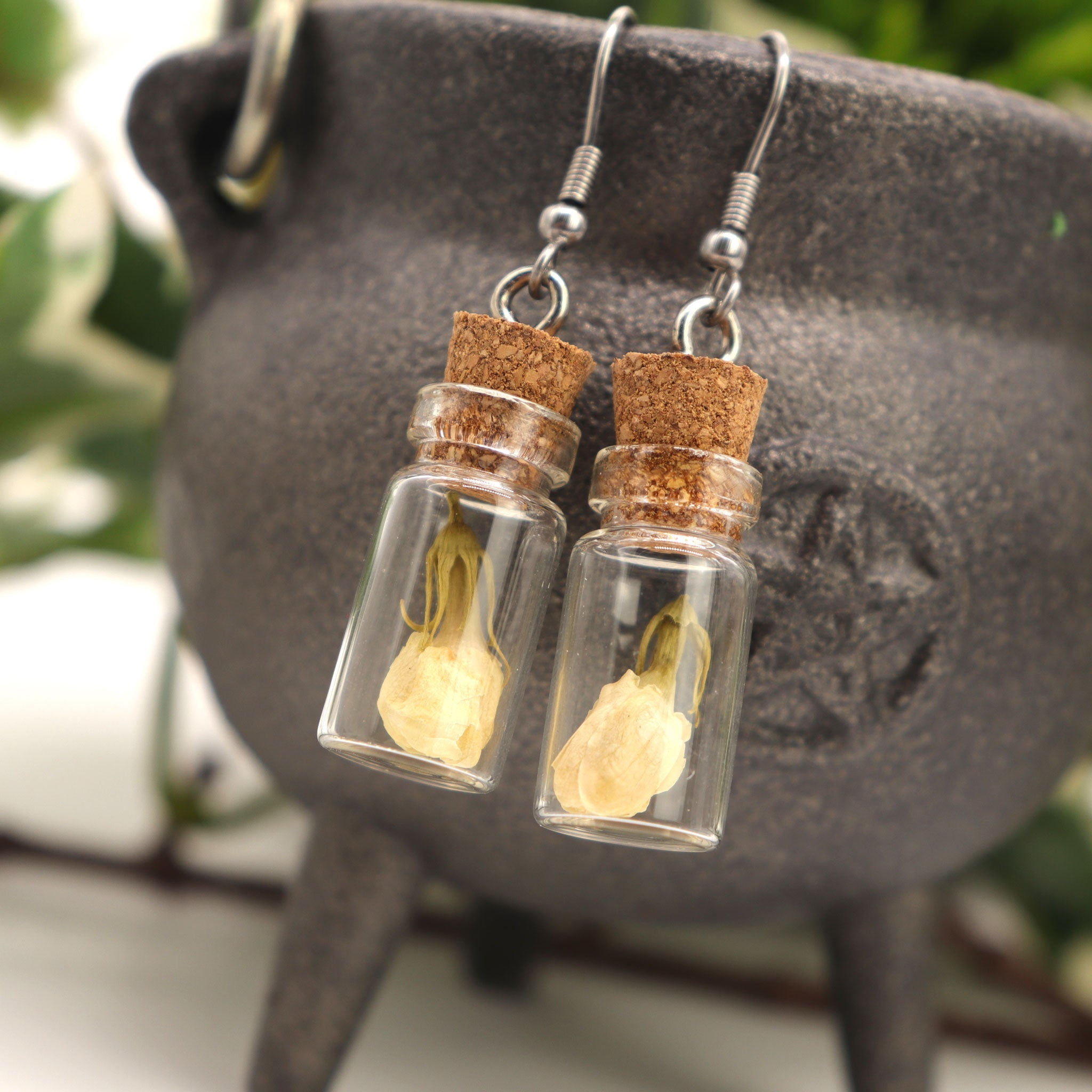 Jasmine Herb Bottle Earrings - 13 Moons