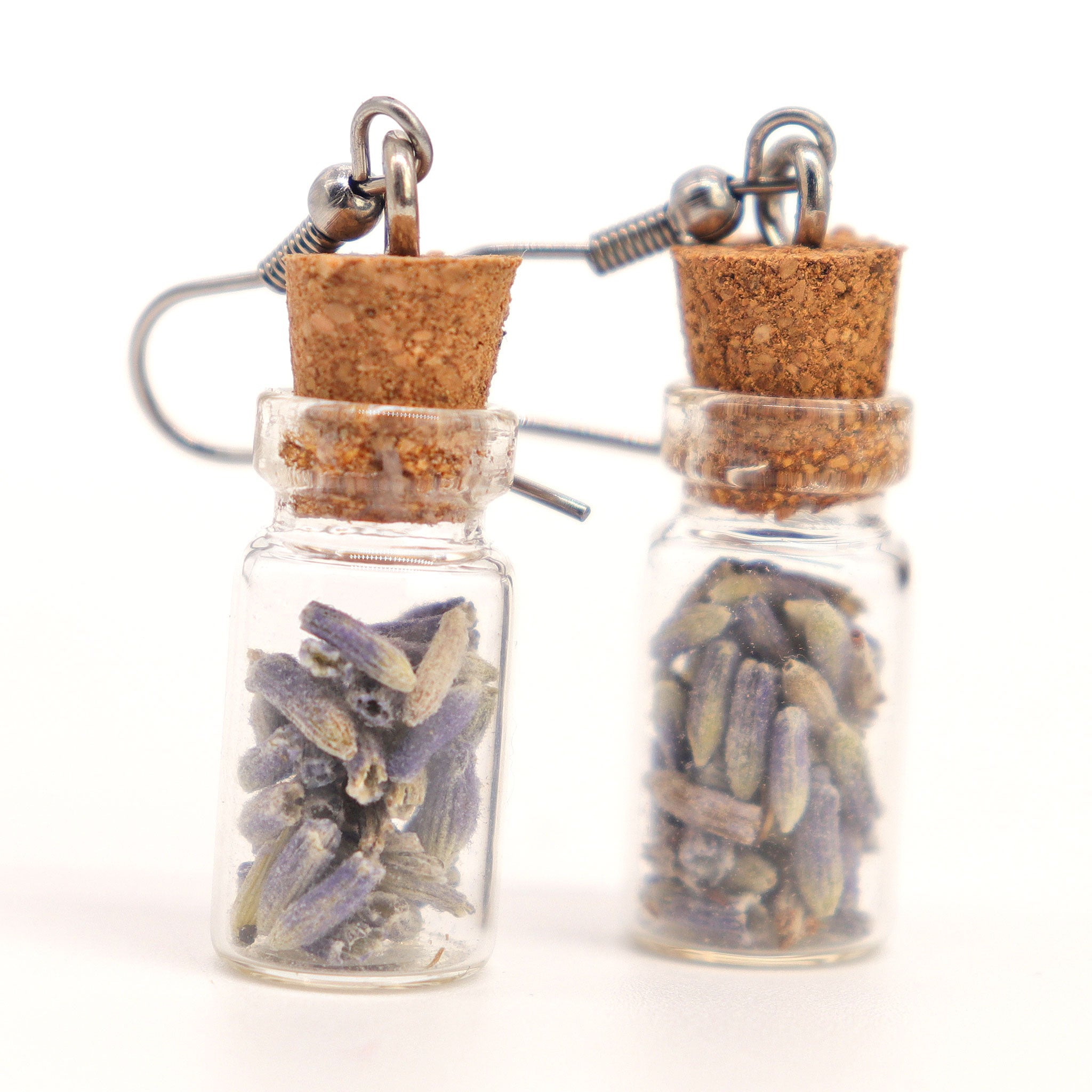 Lavender Herb Bottle Earrings - 13 Moons