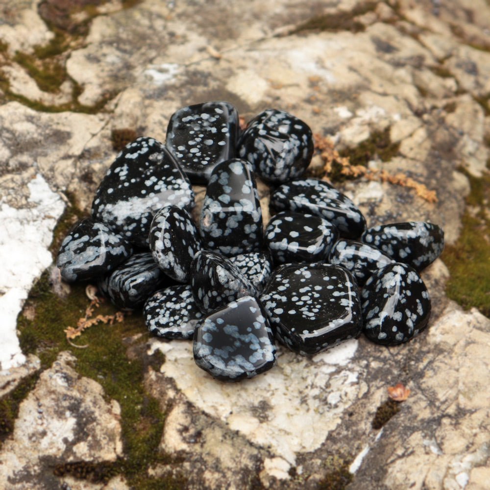 Obsidian, Snowflake Tumbled Stone - 13 Moons