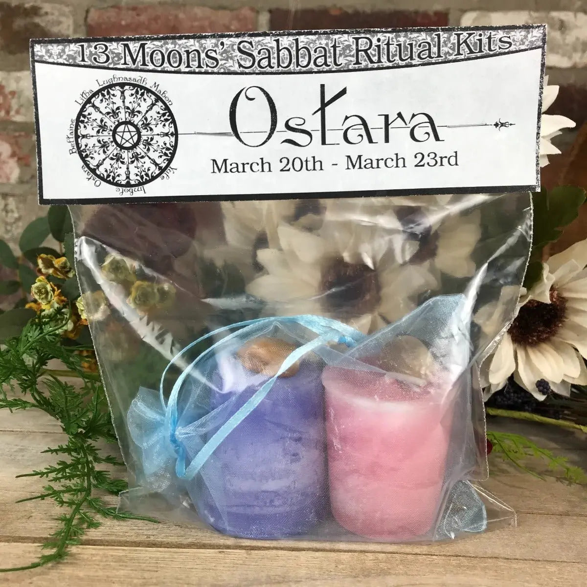 Ostara Candle and Stone Set - 13 Moons