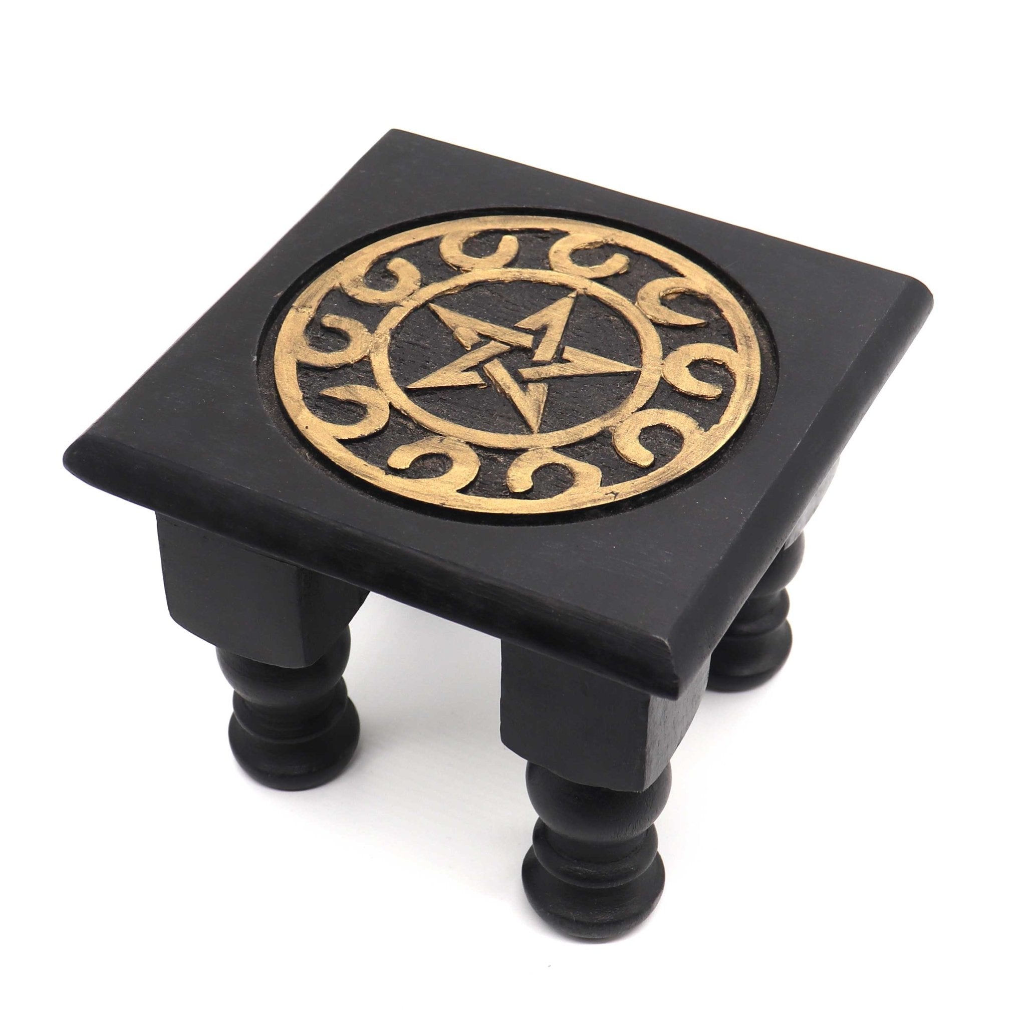 Pentacle Altar Table, Gold & Black - 13 Moons