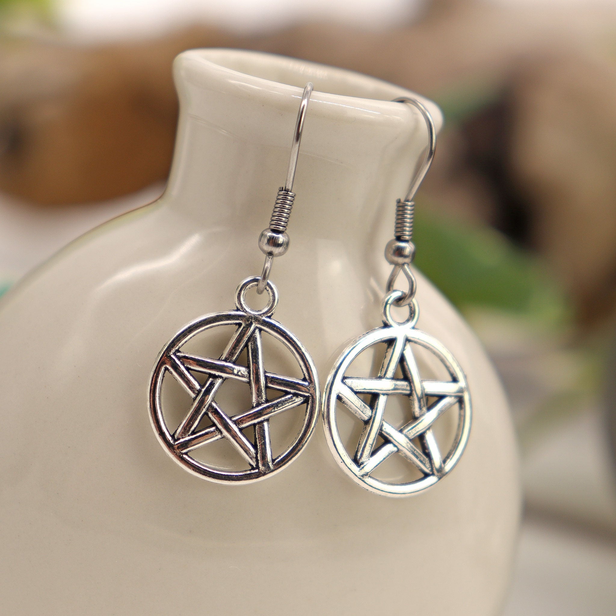 Pentacle Charm Earrings - 13 Moons