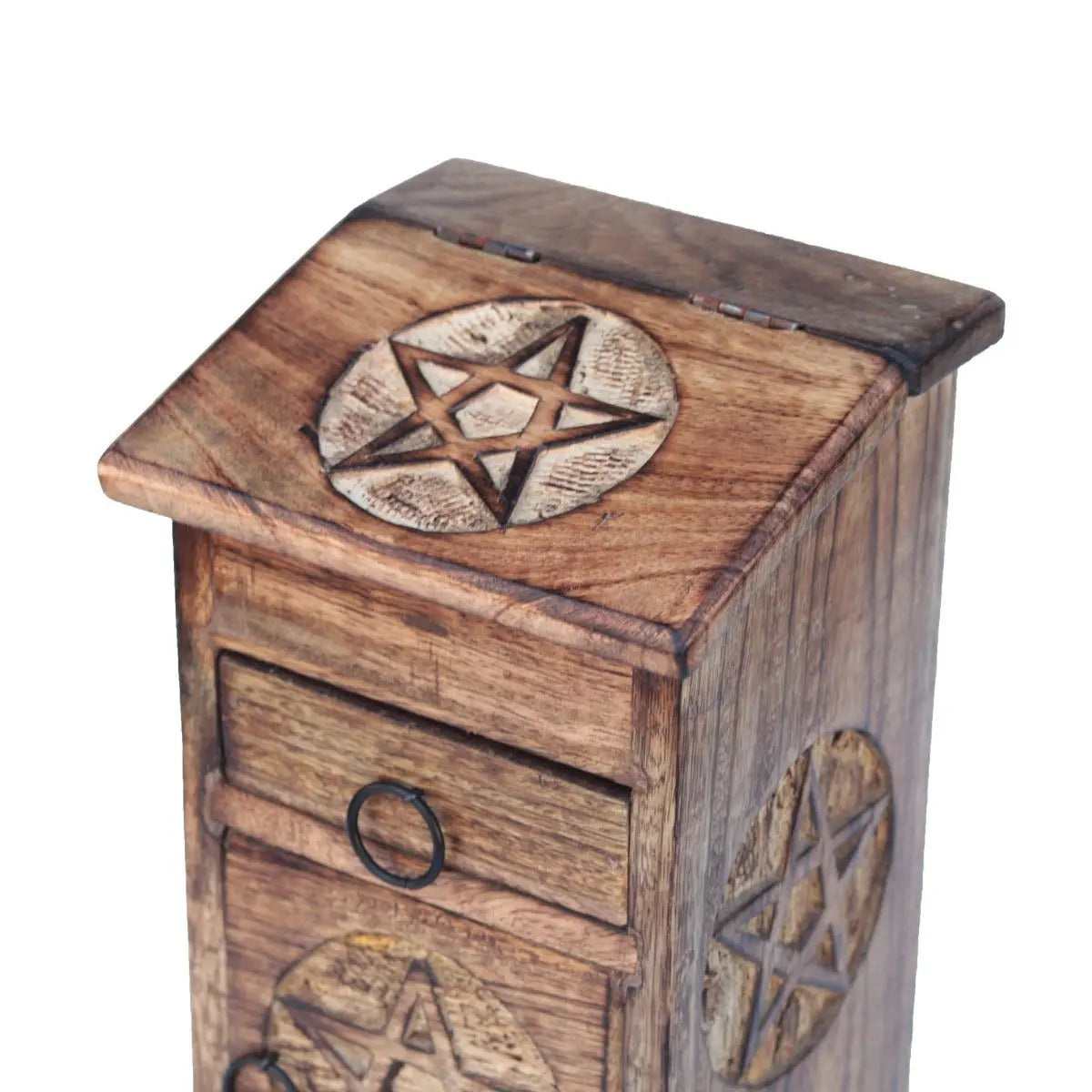 Pentacle Wood Chest for storage of spiritual supplies from 13 Moons