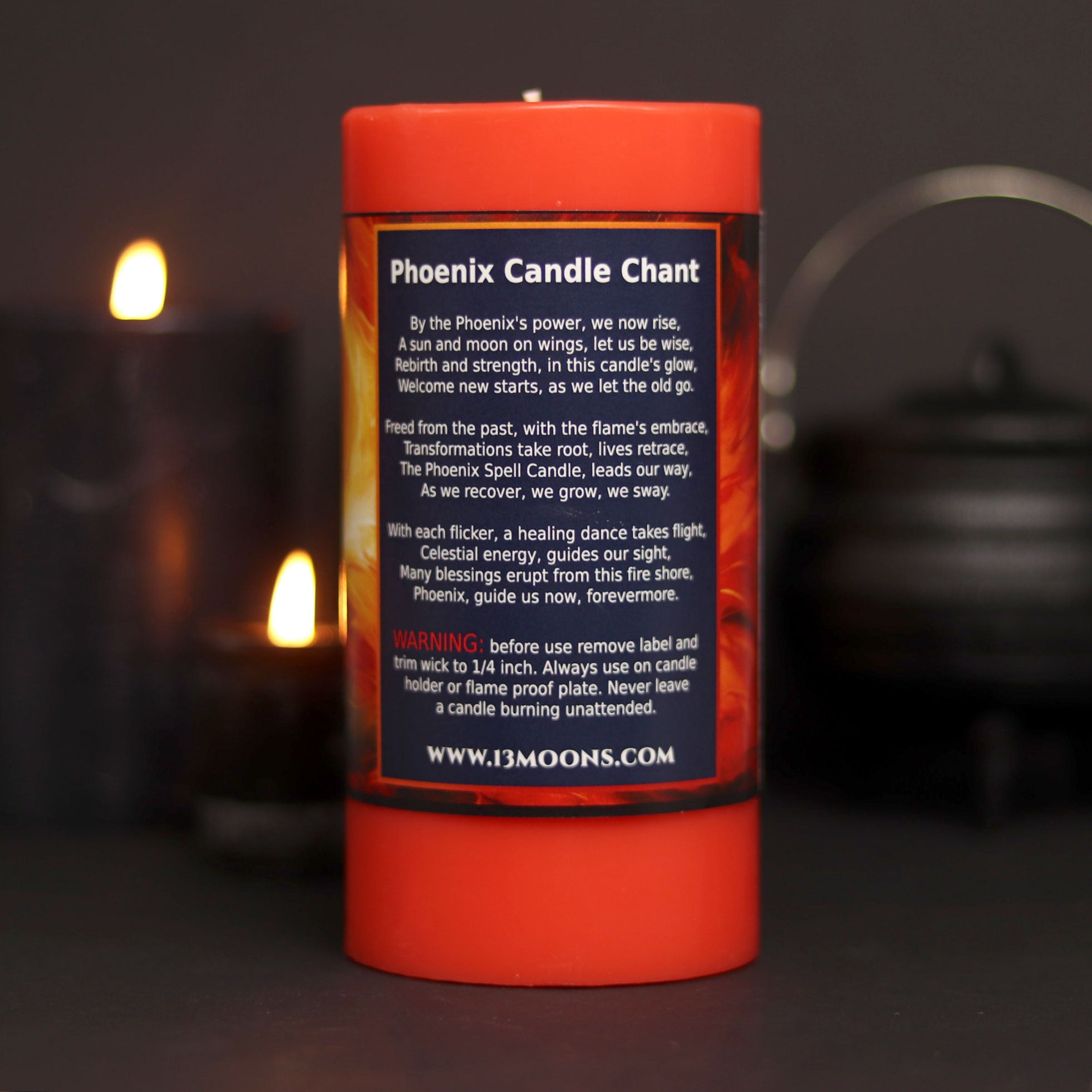 Phoenix Ritual Candle Large Pillar - 13 Moons