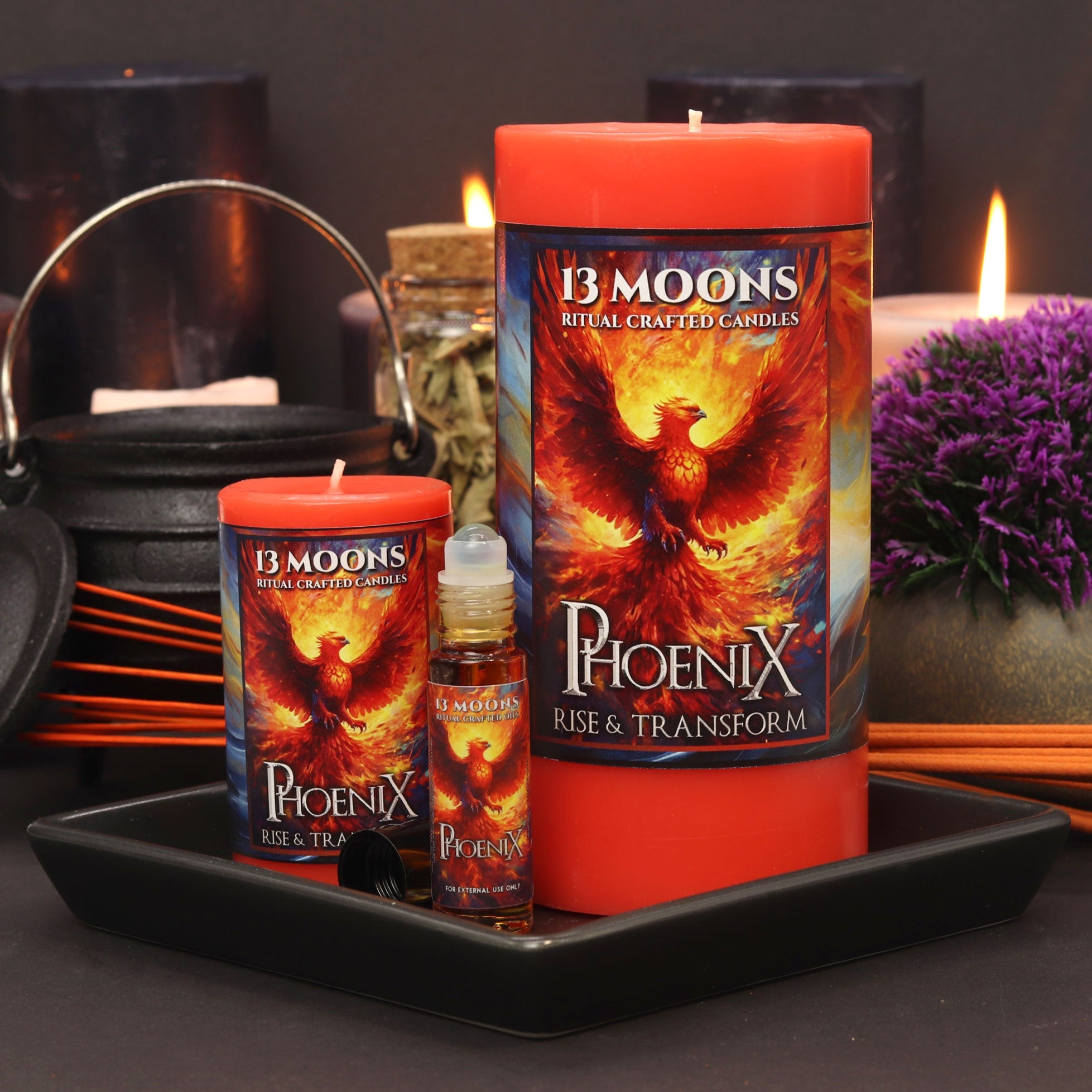 Phoenix Ritual Candle Small Pillar - 13 Moons