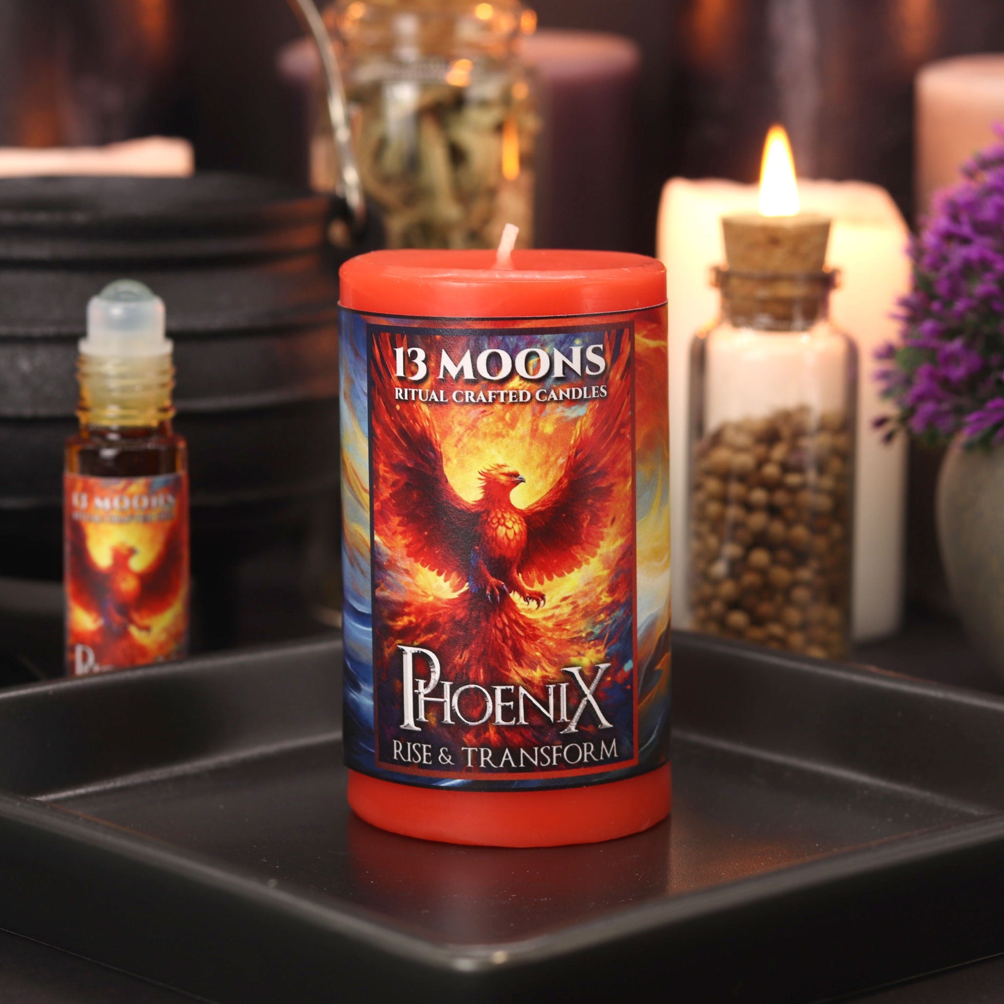 Phoenix Ritual Candle Small Pillar - 13 Moons