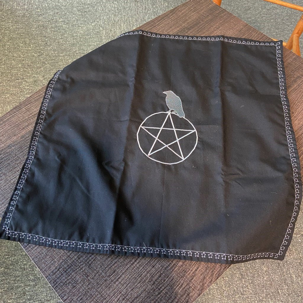 Raven on Pentacle Ritual Altar Cloth - 13 Moons