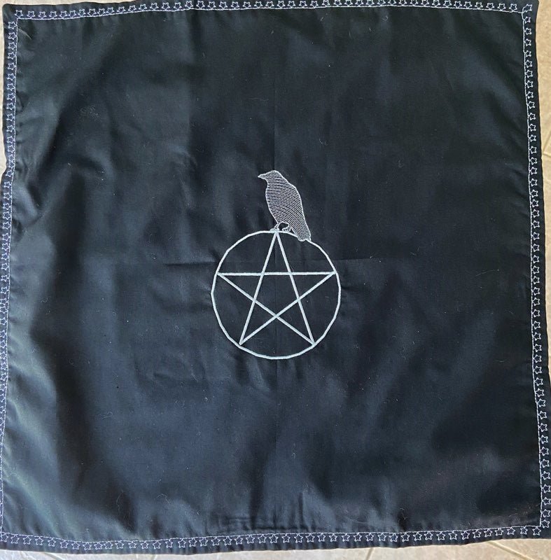 Raven on Pentacle Ritual Altar Cloth - 13 Moons