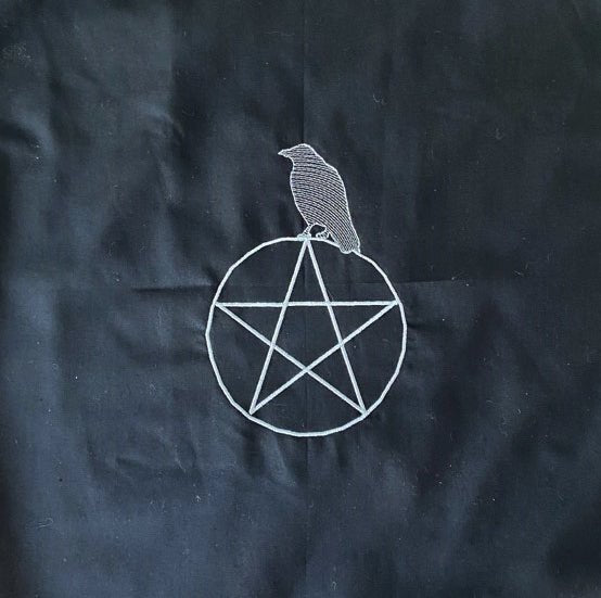 Raven on Pentacle Ritual Altar Cloth - 13 Moons