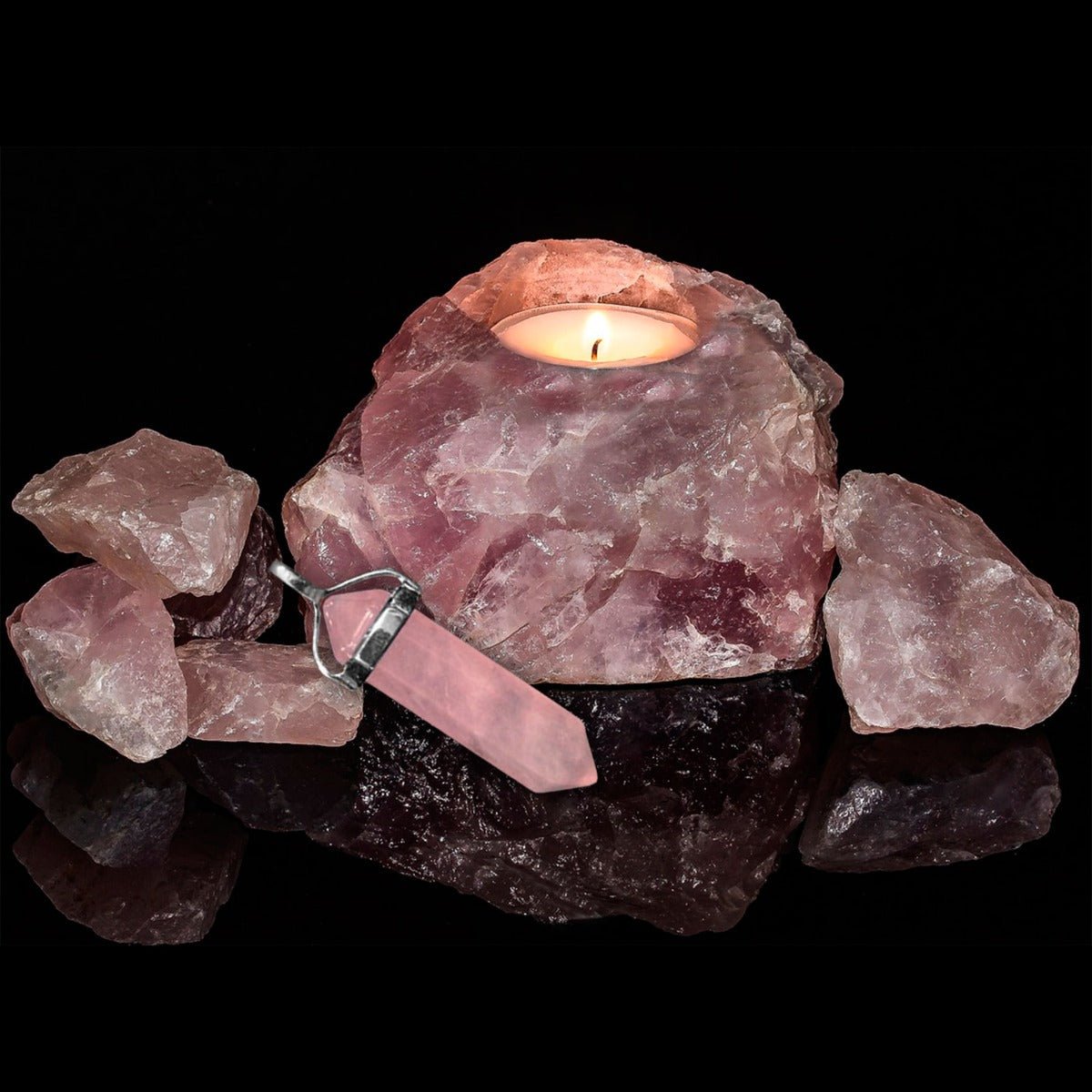 Rose Quartz Double Point Pendant - 13 Moons