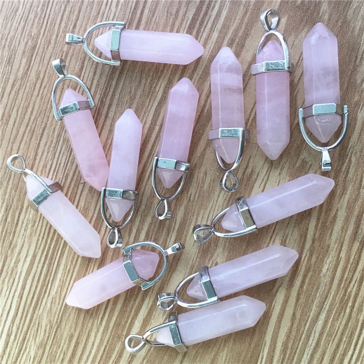 Rose Quartz Double Point Pendant - 13 Moons