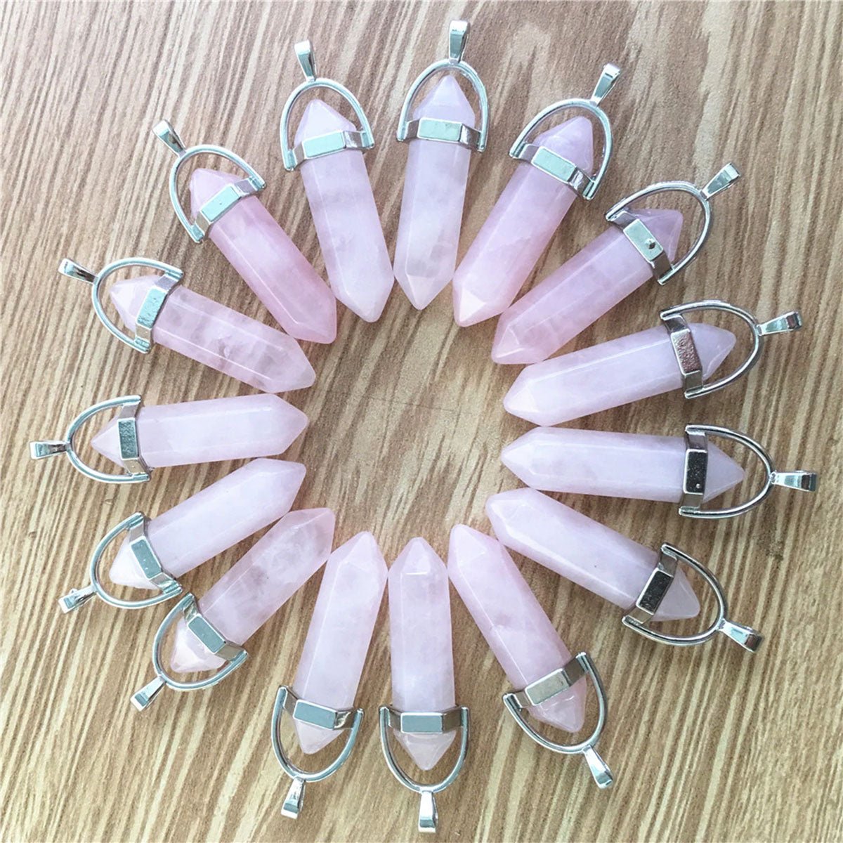 Rose Quartz Double Point Pendant - 13 Moons