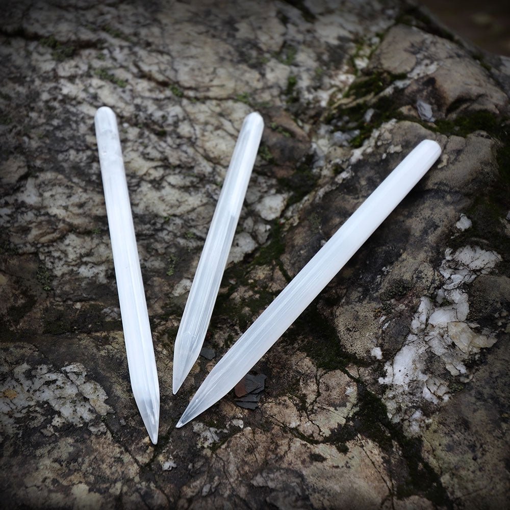 Selenite Crystal Point Wand - 13 Moons