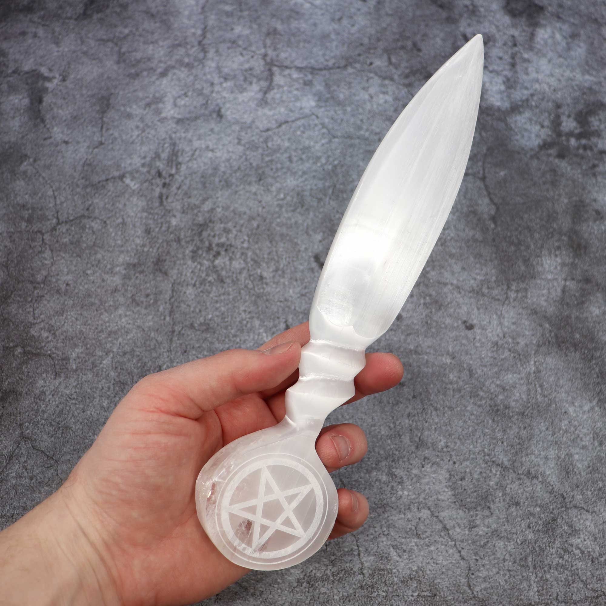 Selenite Pentacle Athame - 13 Moons